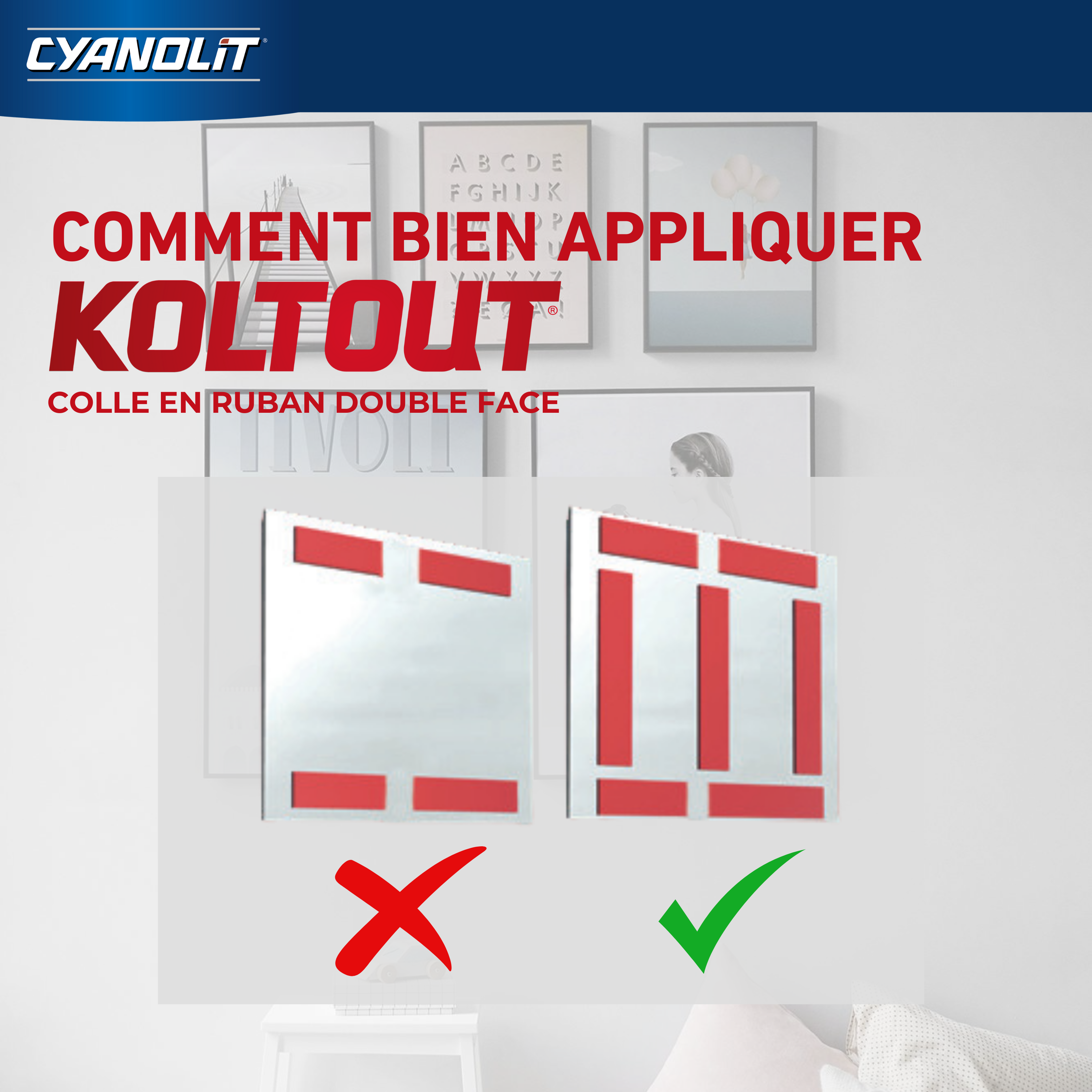 10 bandes double face intérieur/extérieur, Koltout CYANOLIT - 4