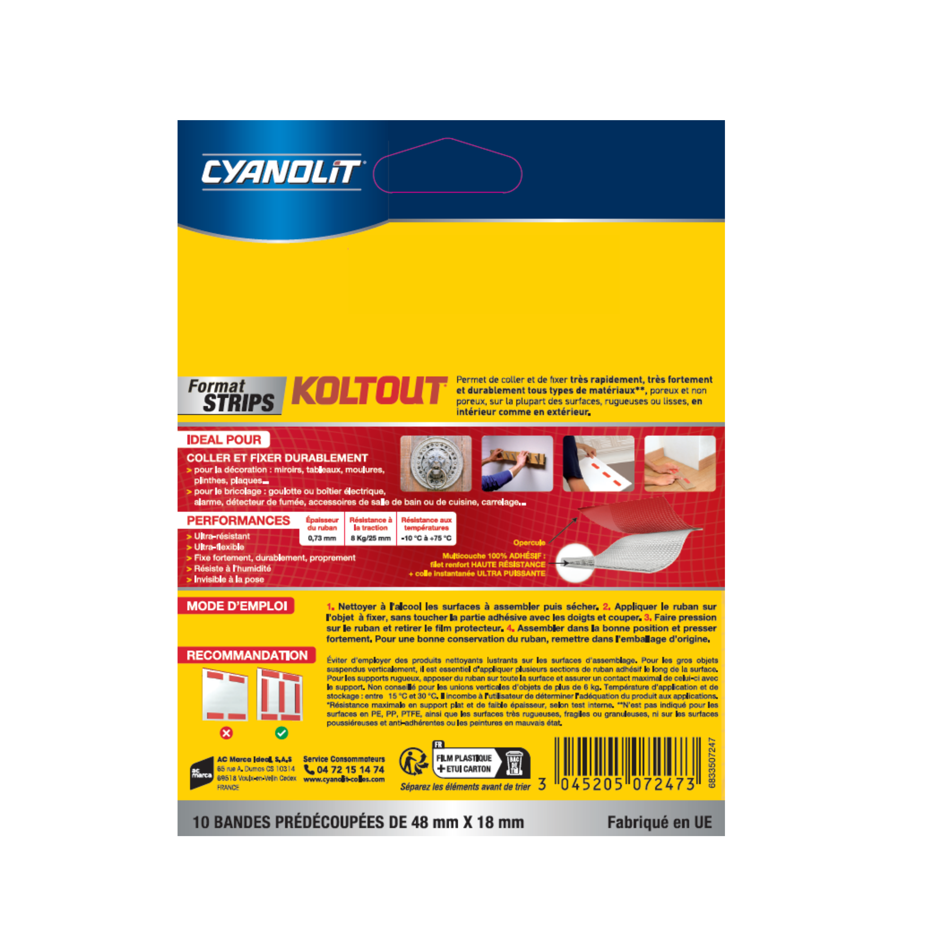 10 bandes double face intérieur/extérieur, Koltout CYANOLIT - 6