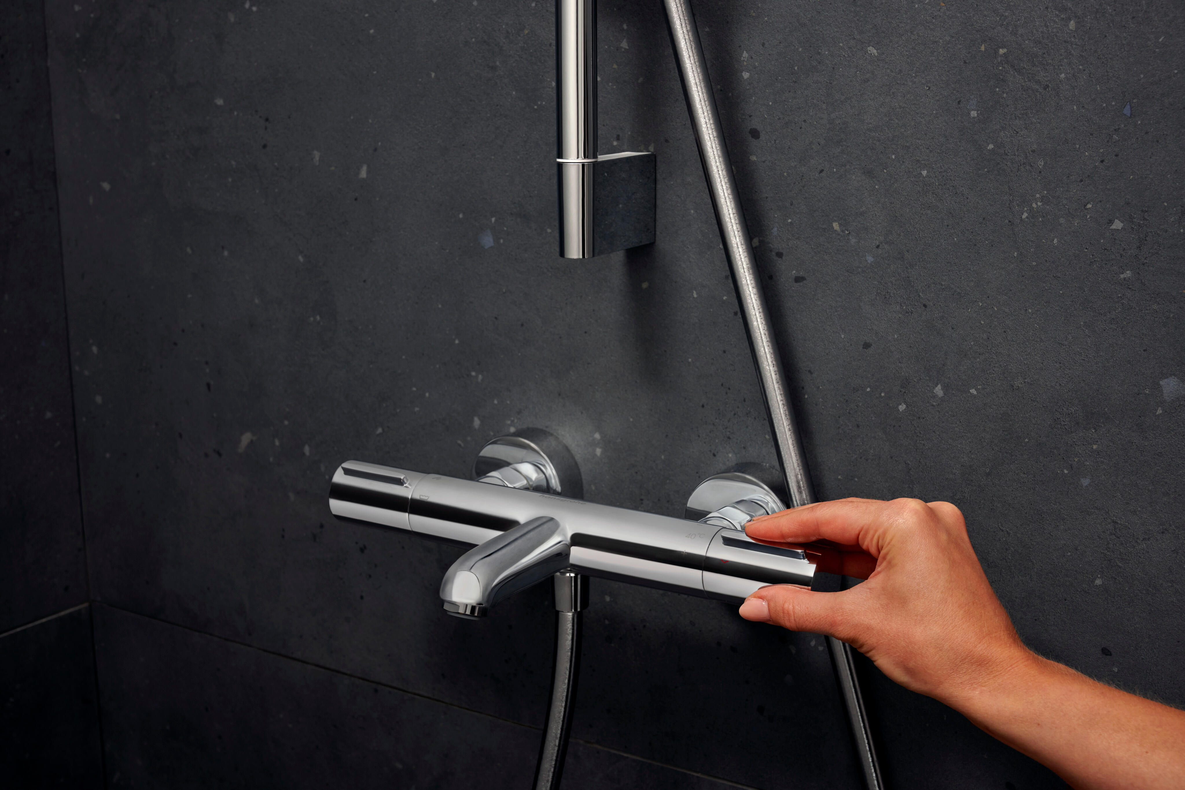 Mitigeur de bain thermostatique chrome, Ecostat Element, HANSGROHE - 2