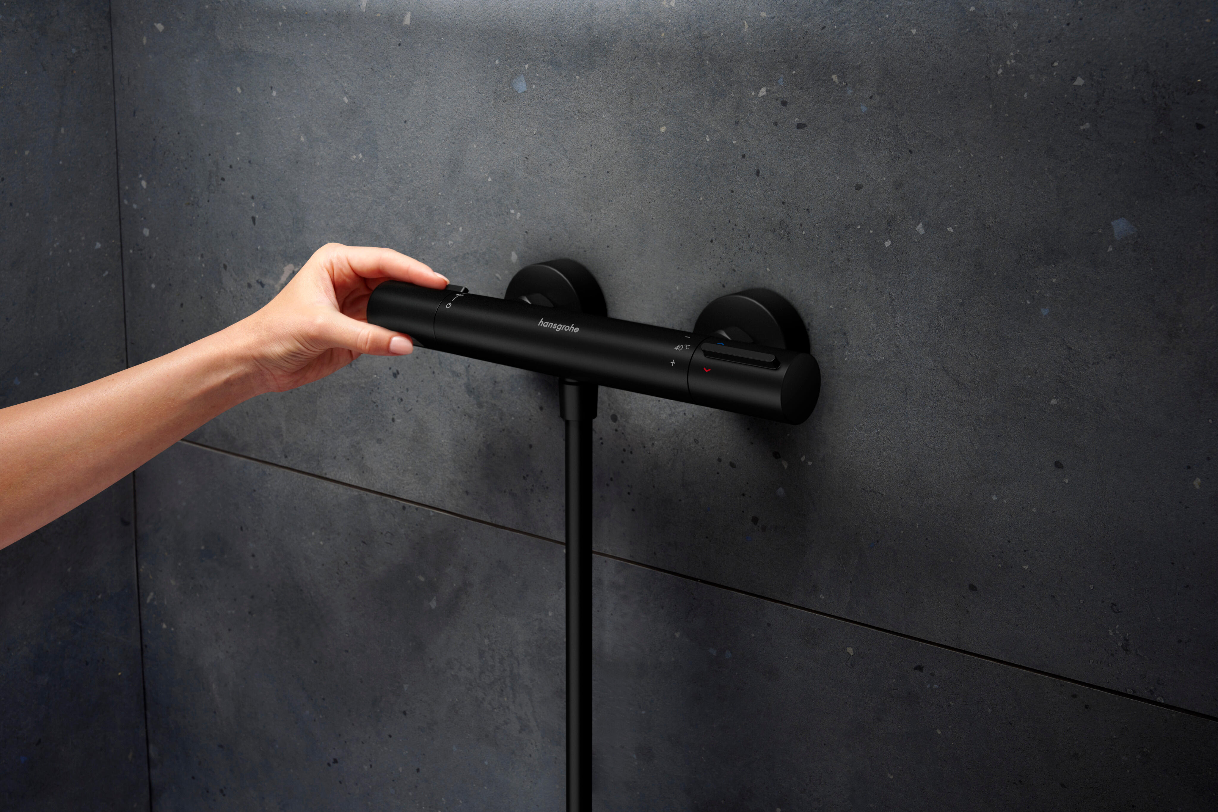 Mitigeur thermostatique douche noir, Ecostat Element, HANSGROHE - 4