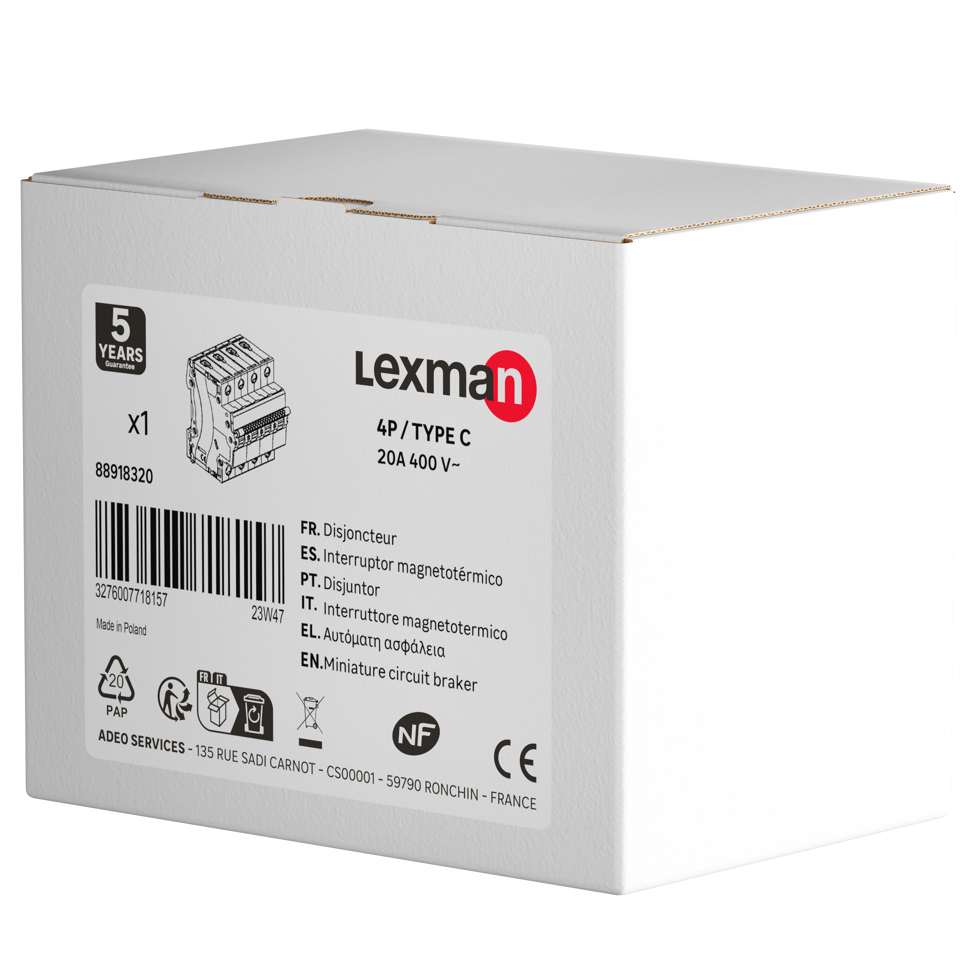 Disjoncteur tétrapolaire LEXMAN 20 A - 4