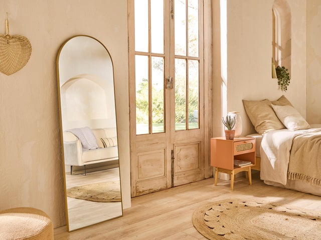 Miroir Arche Baroque Pour Mur – Cadre Doré Vintage Perlé – Dimensions 20x30 Pouces – Neuf En Fer Et Verre