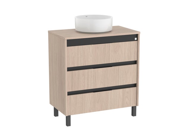Mueble de baño Alpine fresno 80x46 cm (lavabo no incluido)
