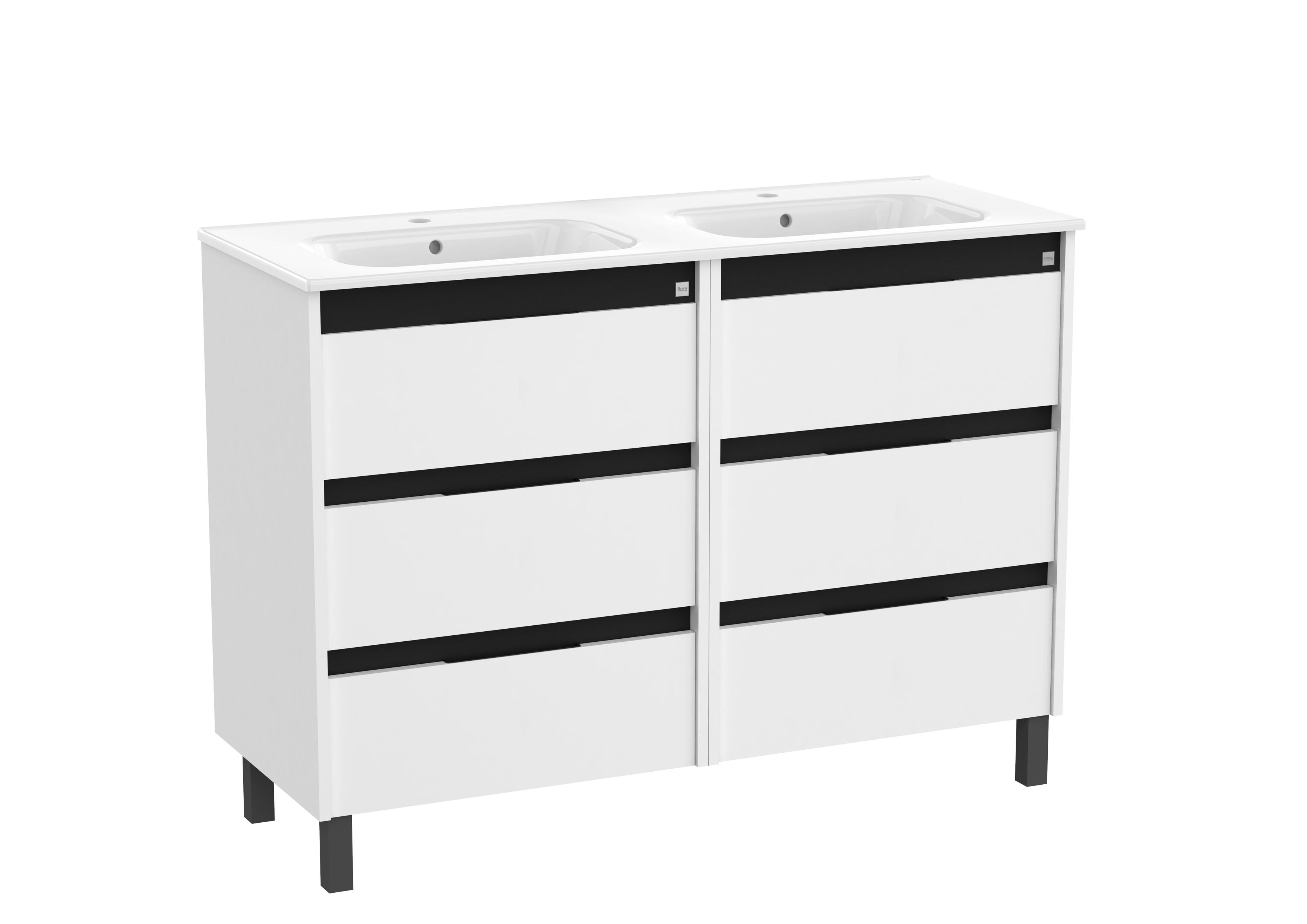 Mueble de baño con lavabo doble Alpine blanco mate 120x46 cm - 2