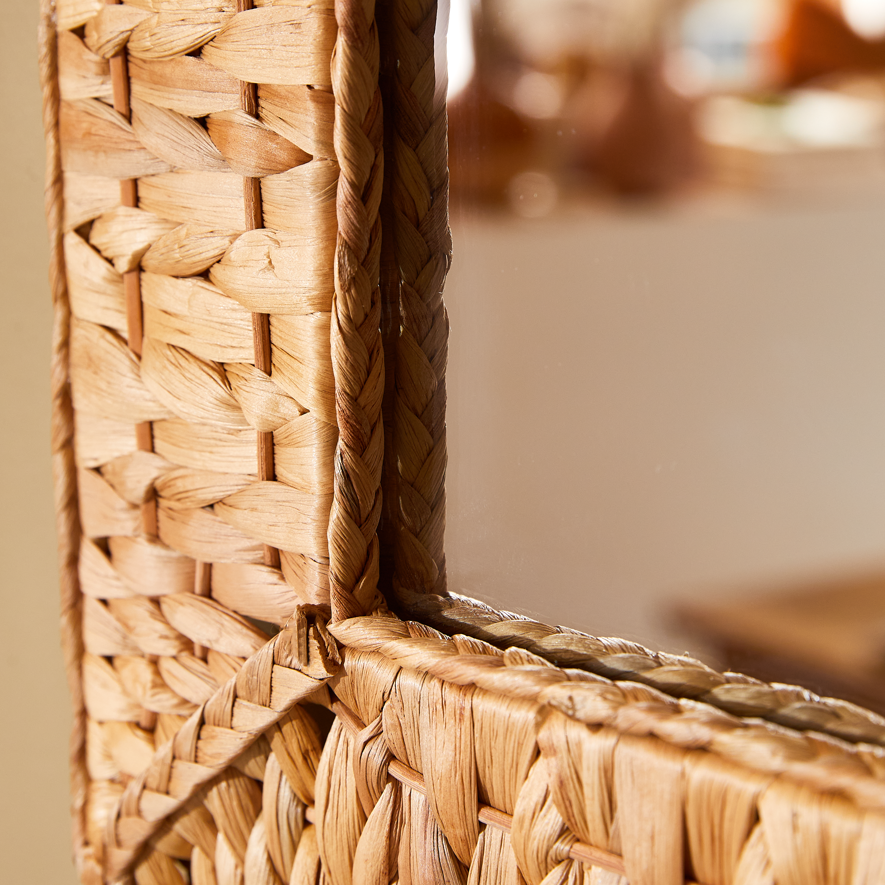 Espejo enmarcado de pared rectangular Jacinte mimbre beige mate INSPIRE de 54 x 78 cm - 6