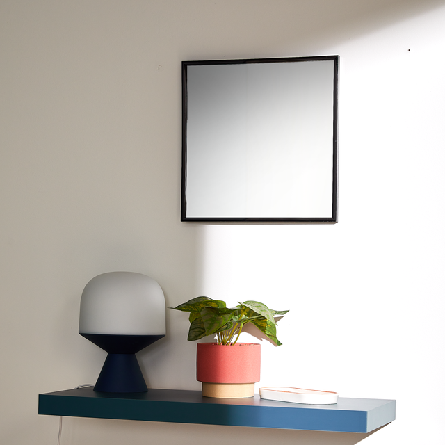 Miroir carré, pvc noir Lila INSPIRE, l.30 x H.30 cm