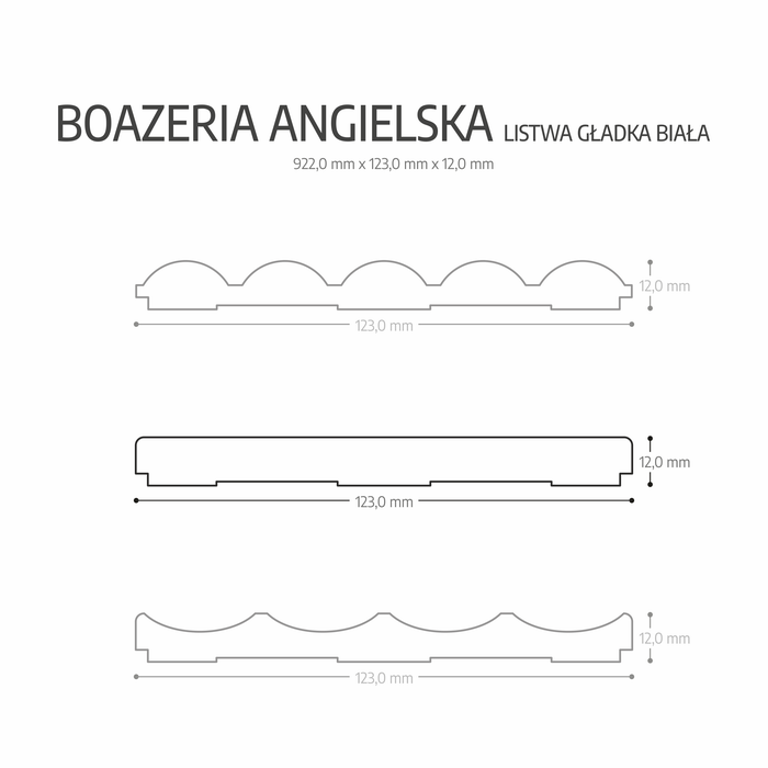 Boazeria angielska MDF biała listwa gładka Fllow