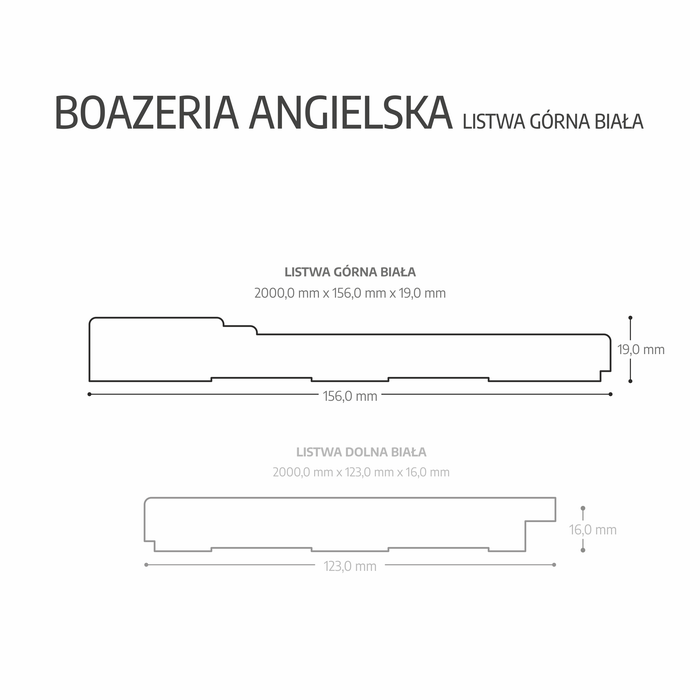 Boazeria angielska MDF biała listwa górna Fllow