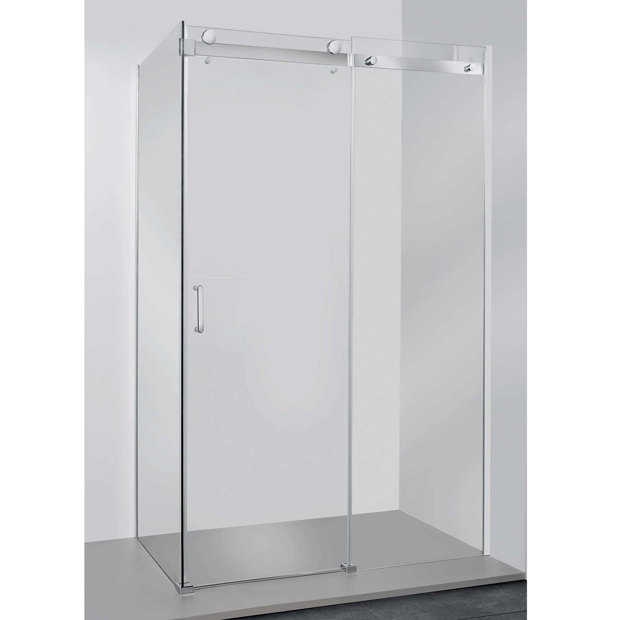 Mampara lateral fijo transparente alaro perfil cromo 80x200 cm 8mm