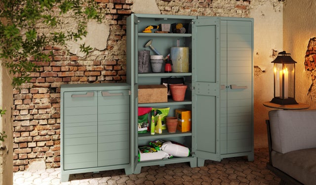 83055084 Armario bajo 100x80x44 cm para uso interior / exterior verde