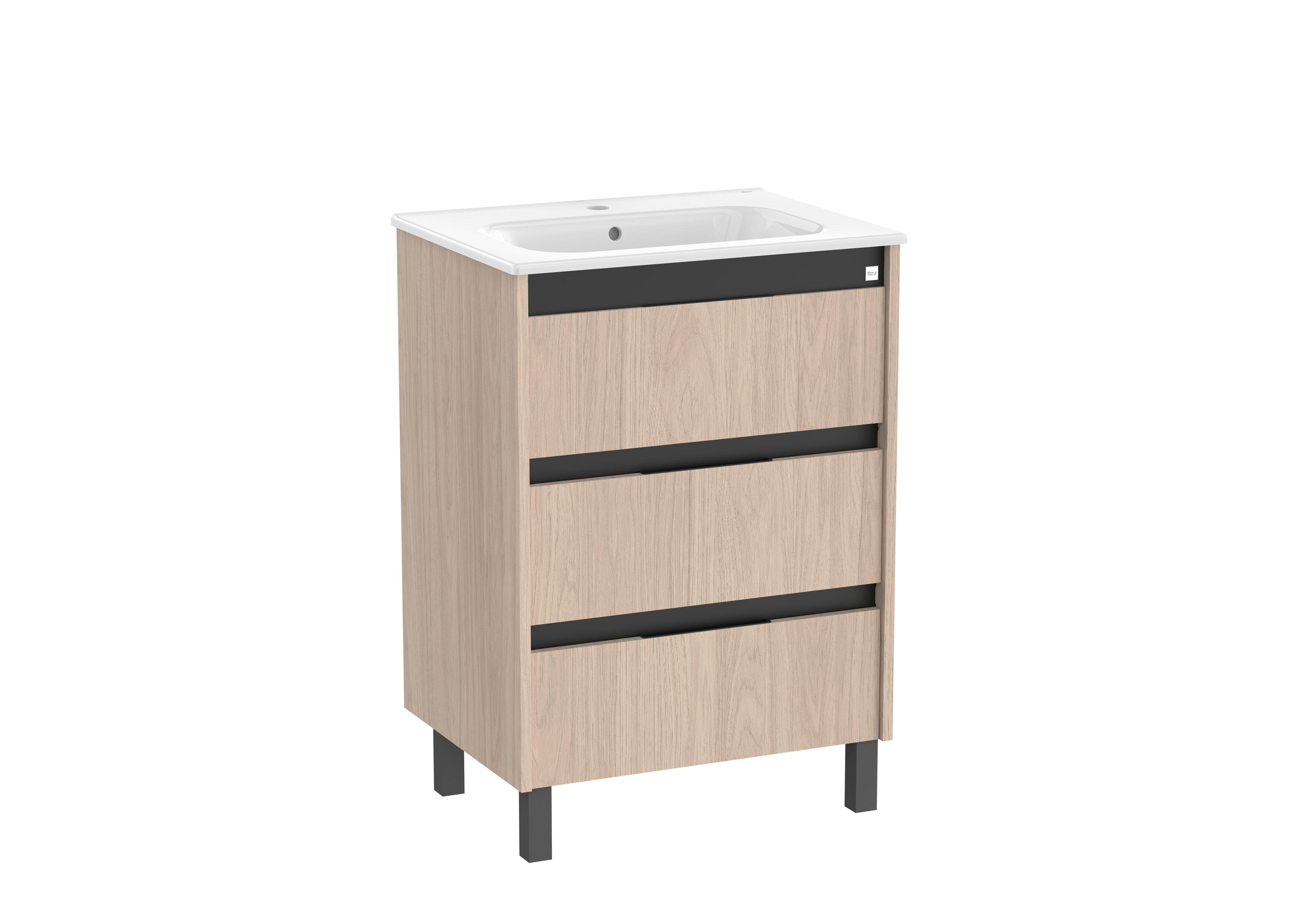 Mueble de baño con lavabo  Alpine fresno mate 60x46 cm - 2