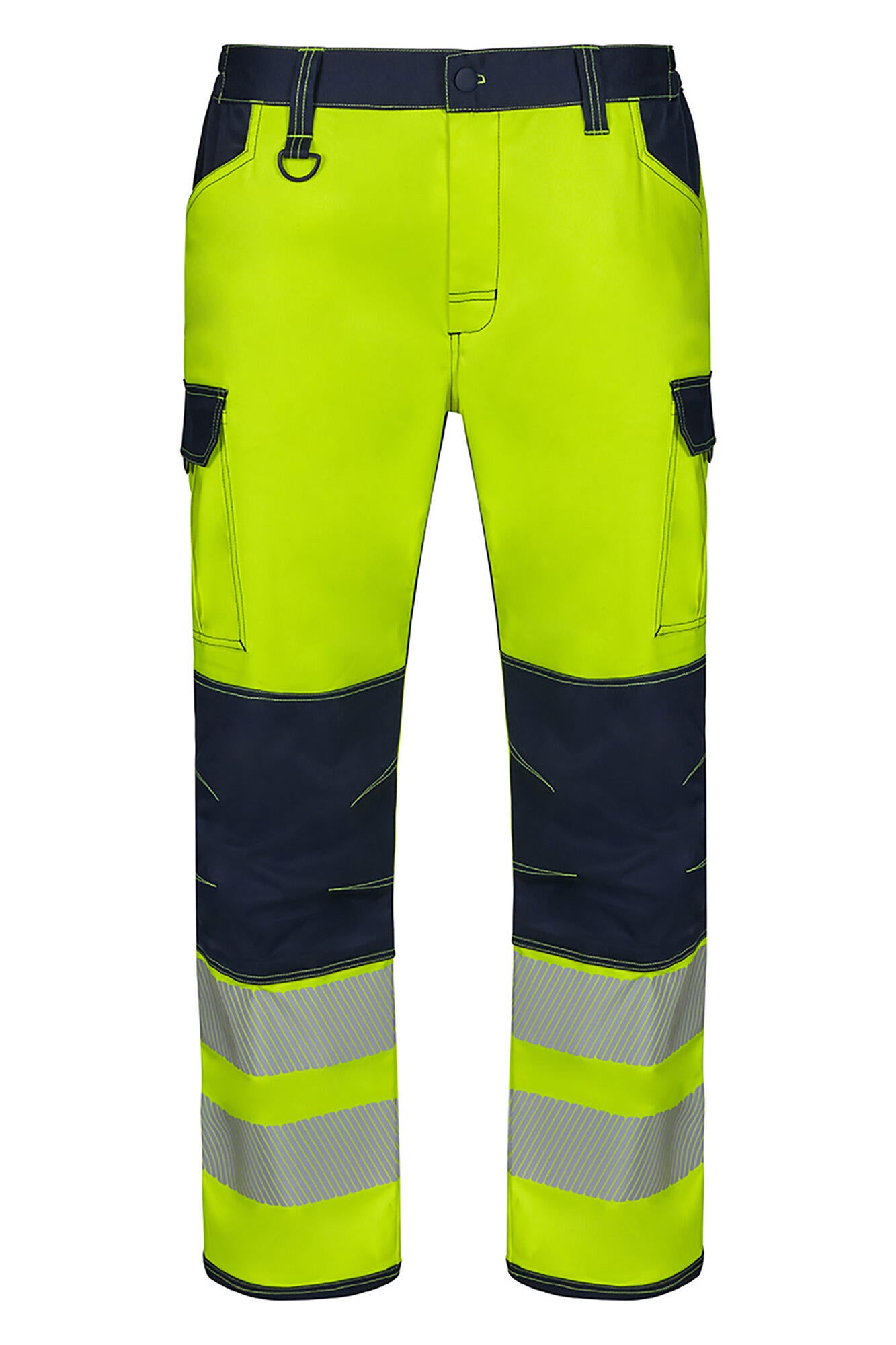 Pantalón Stretch Bicolor Velilla - Color Azul Navy Y Amarillo Flúor, Multibolsillos, Talla S, Certificado De Alta Visibilidad