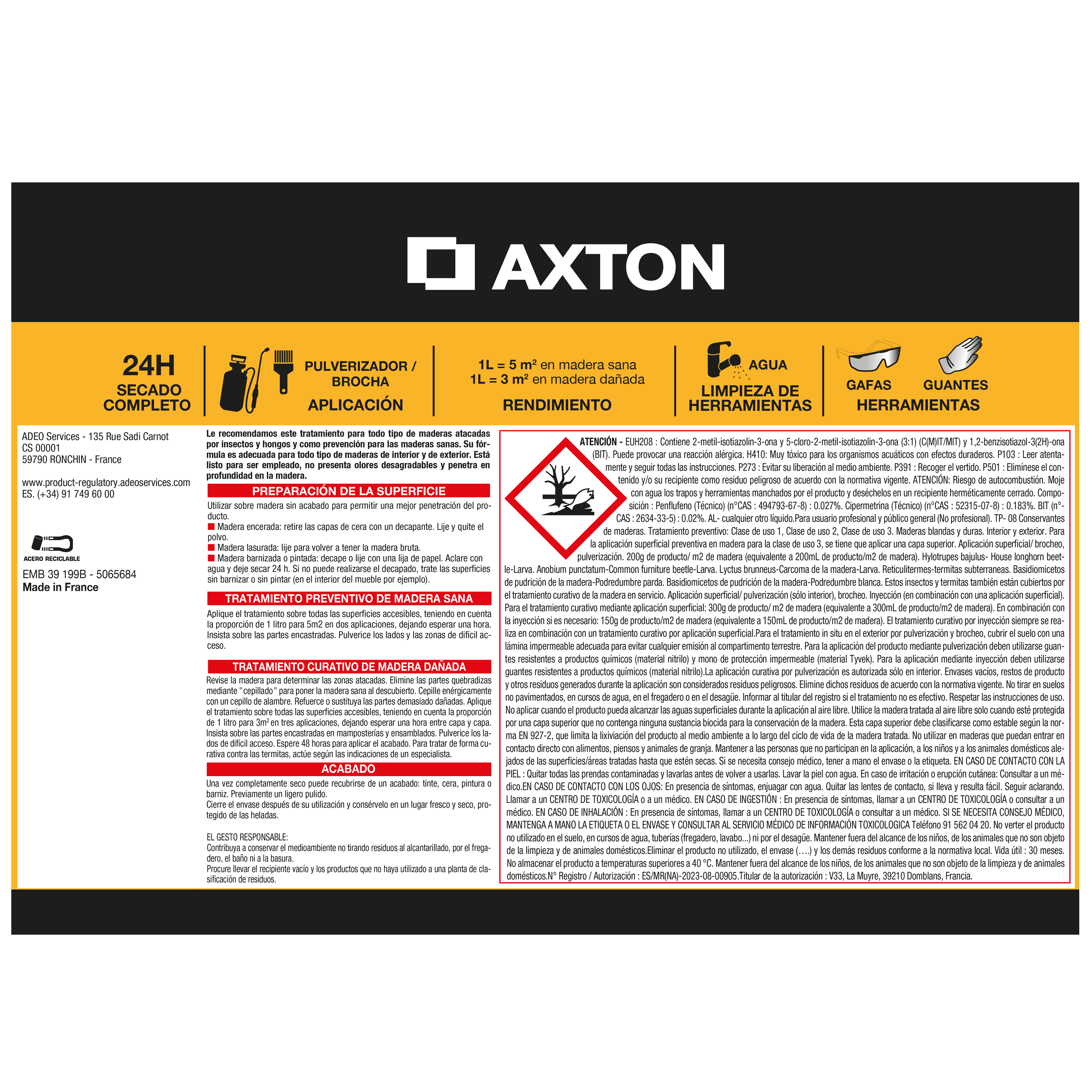 Tratamiento universal plus AXTON 1L para prevenir carcoma  y otros insectos - 2