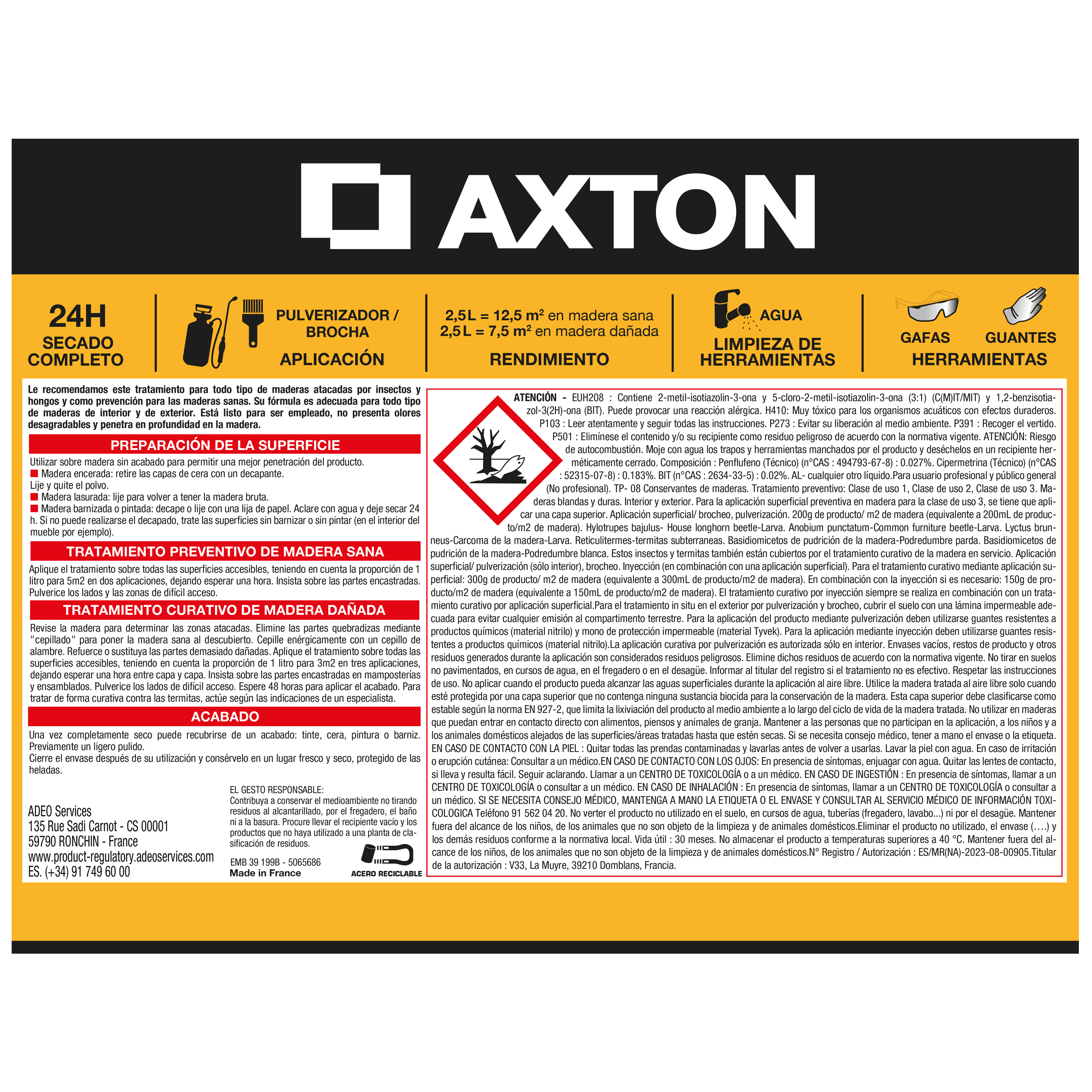 Tratamiento universal plus AXTON 2.5L para prevenir carcoma  y otros insectos - 2
