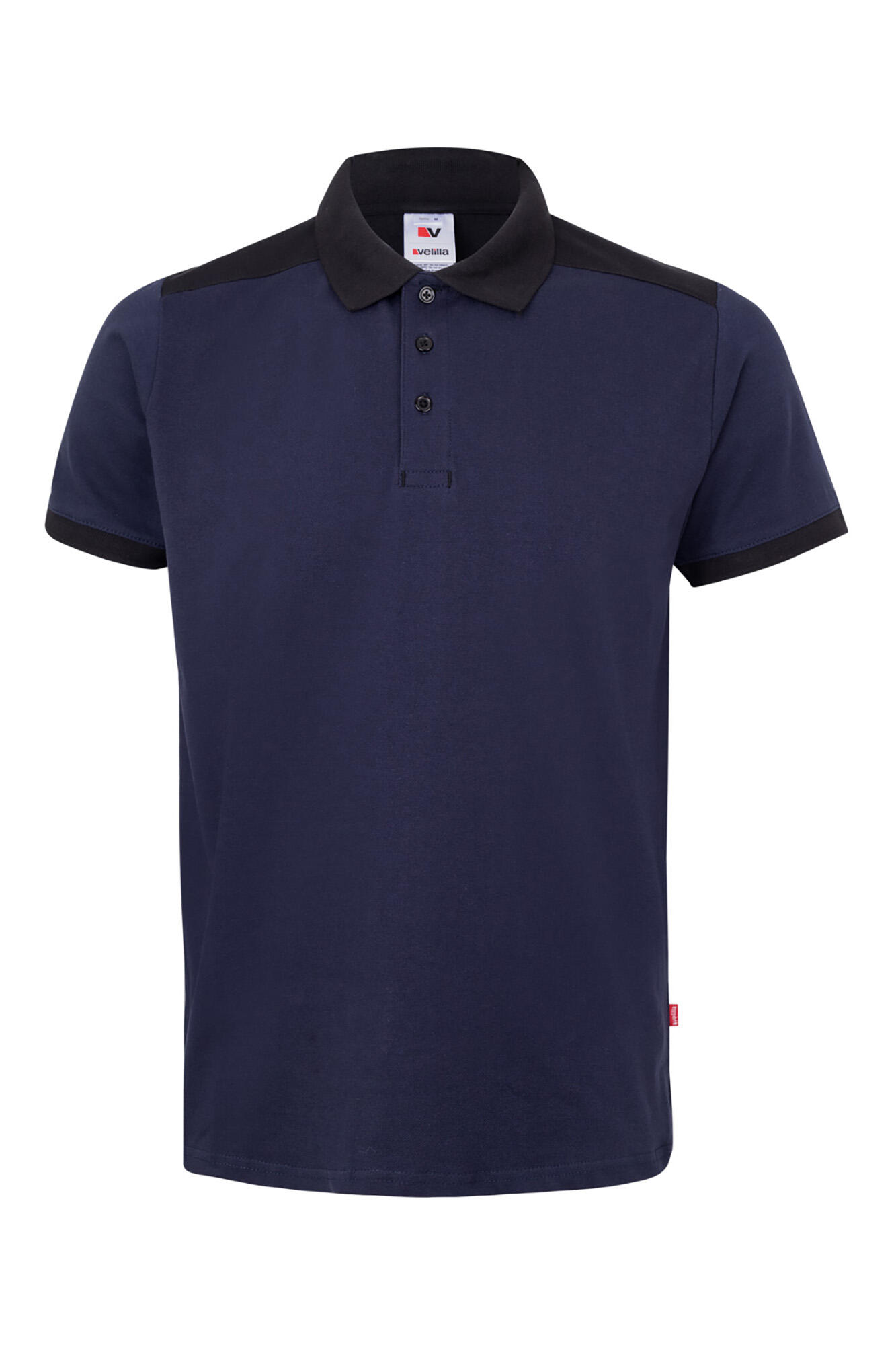 Polo stretch bicolor manga corta velilla - azul navy/negro - 3xl