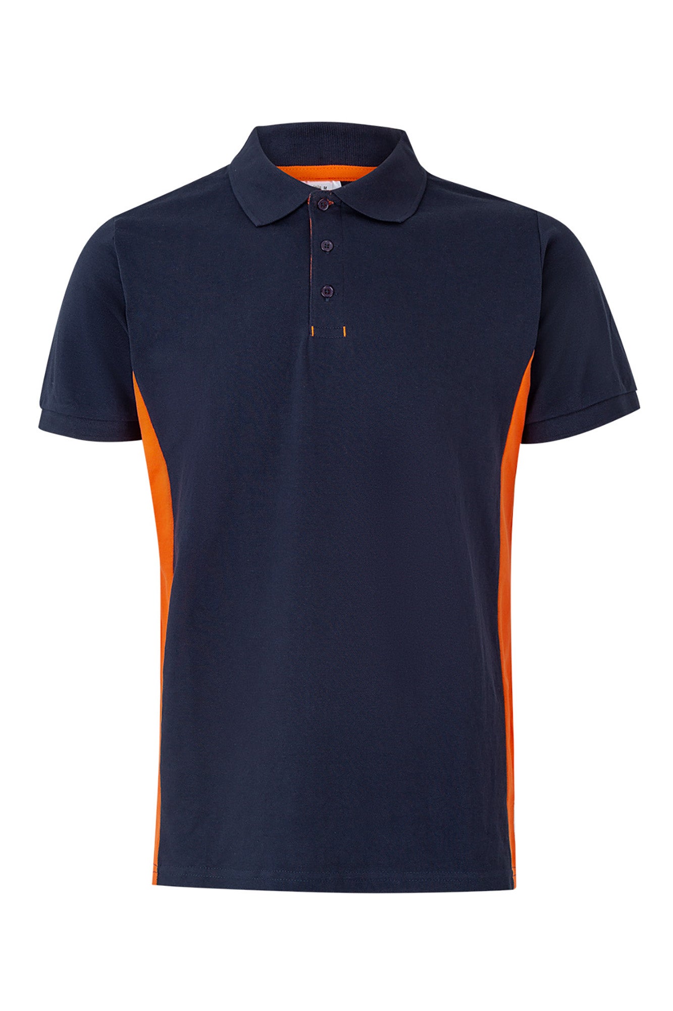 Polo bicolor manga corta velilla - azul navy/naranja - m