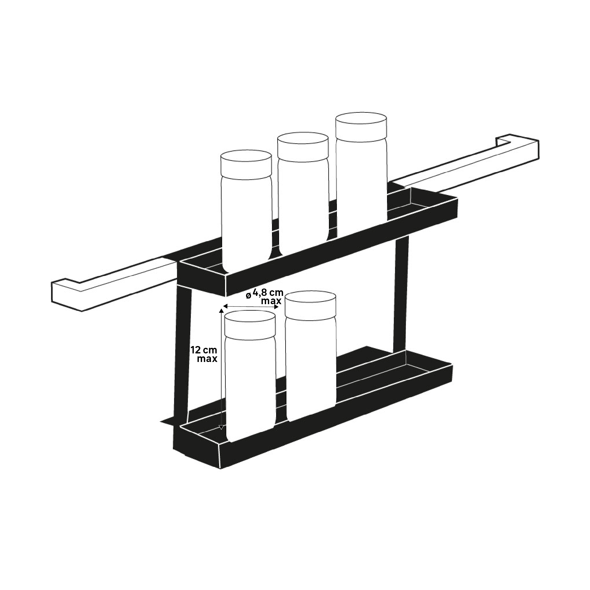 Staffa per barra a muro per accessori cucina gancio nero P 8.75 cm - 25