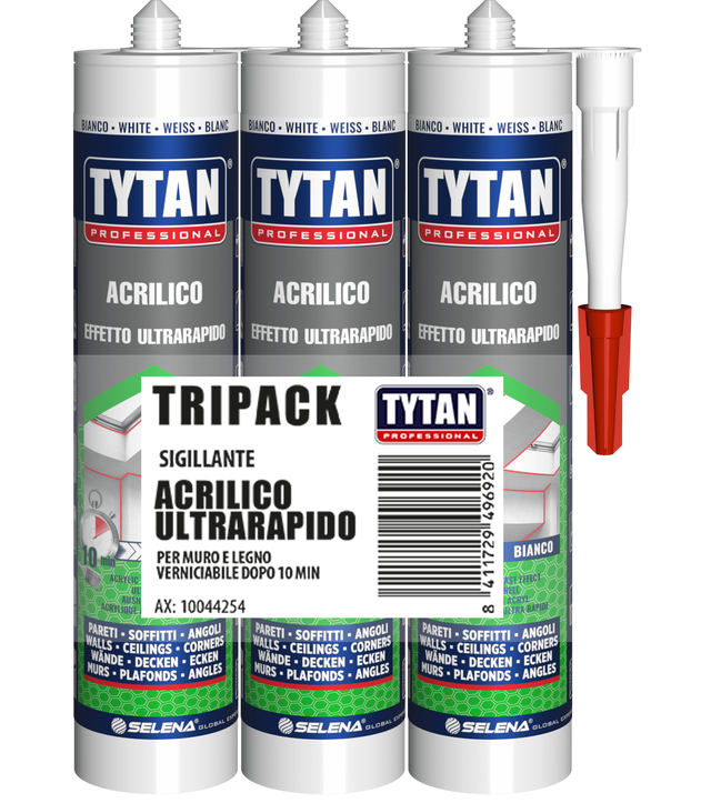 Silicone sigillante TYTAN Tripack Acrilico Ultra RAPIDO 10 minuti  bianco 310 ml 3 pezzi