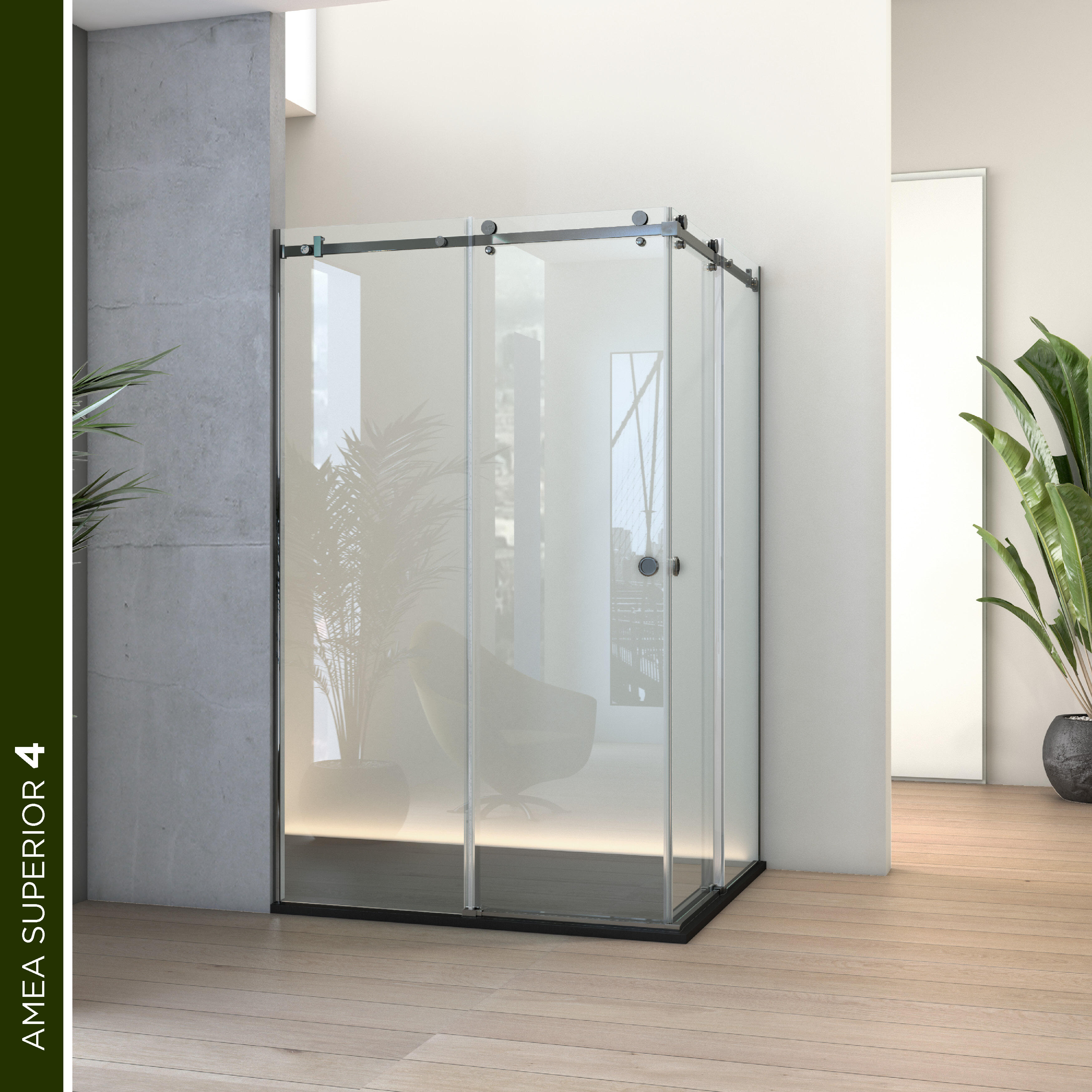 Mampara de ducha corredera transparente amea superior perfil negro (191-200)x(0-0)x200 cm 8 mm