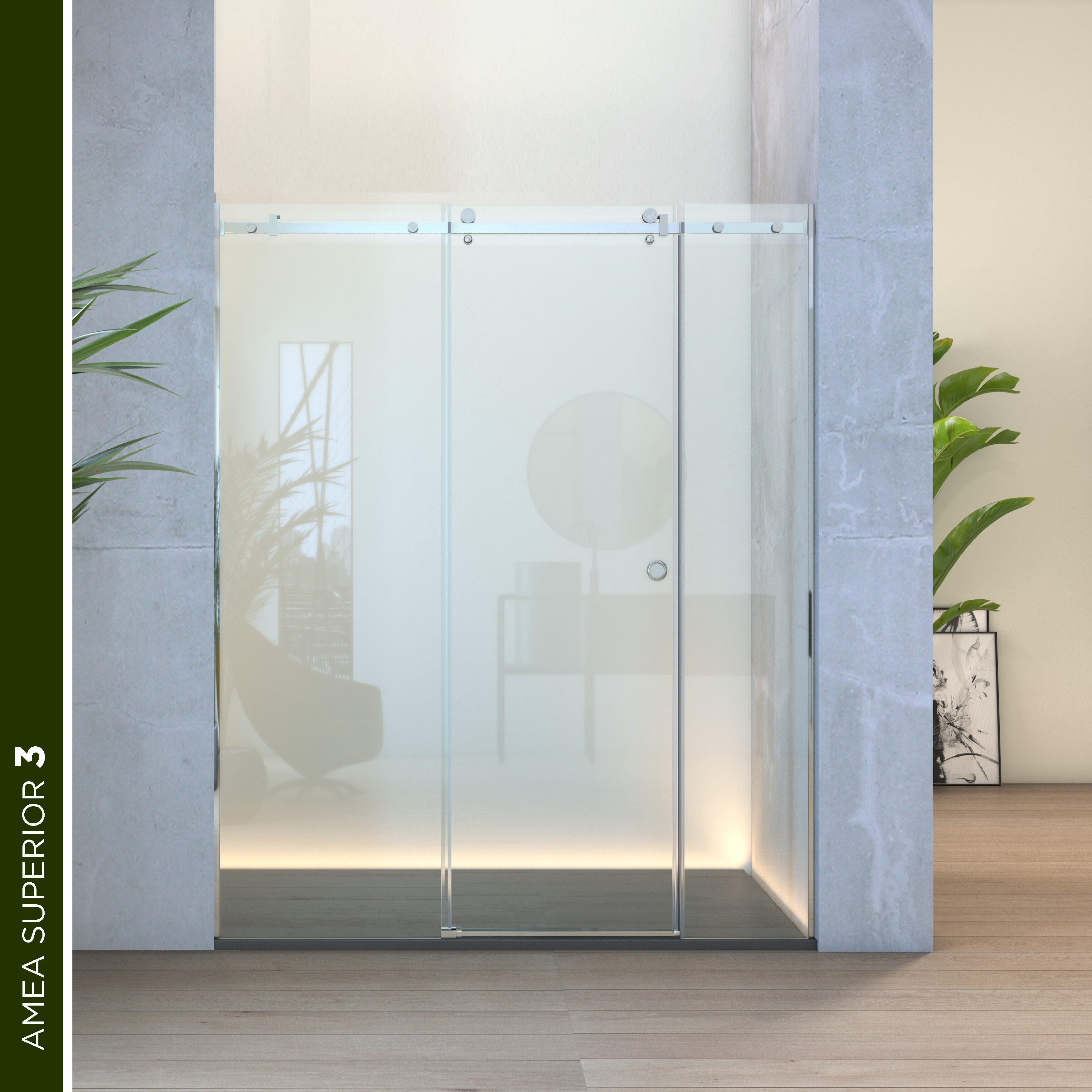 Mampara de ducha frontal corredera transparente amea superior perfil cromo (171-180)x200 cm