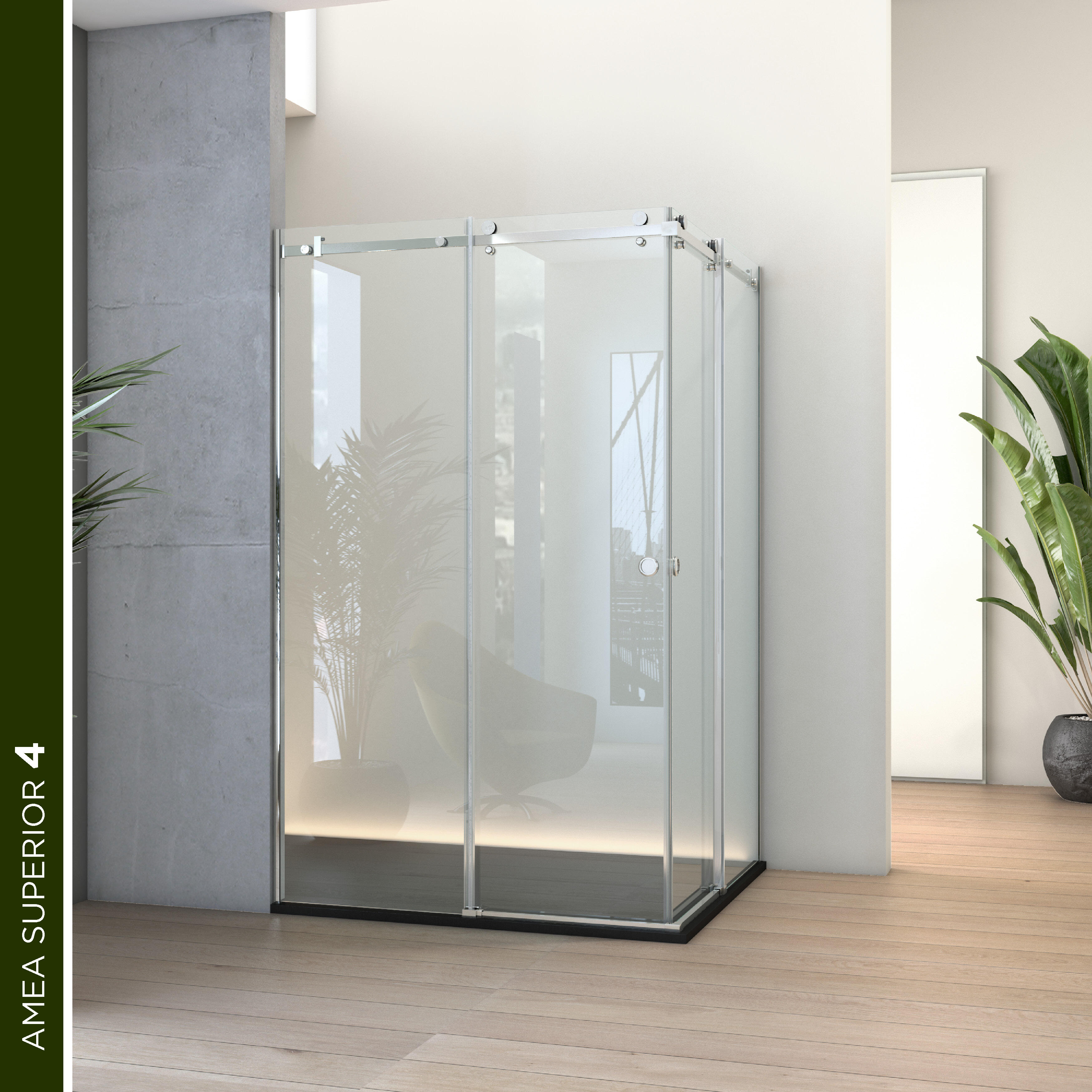 Mampara de ducha corredera transparente amea superior perfil cromo (191-200)x(0-0)x200 cm 8 mm