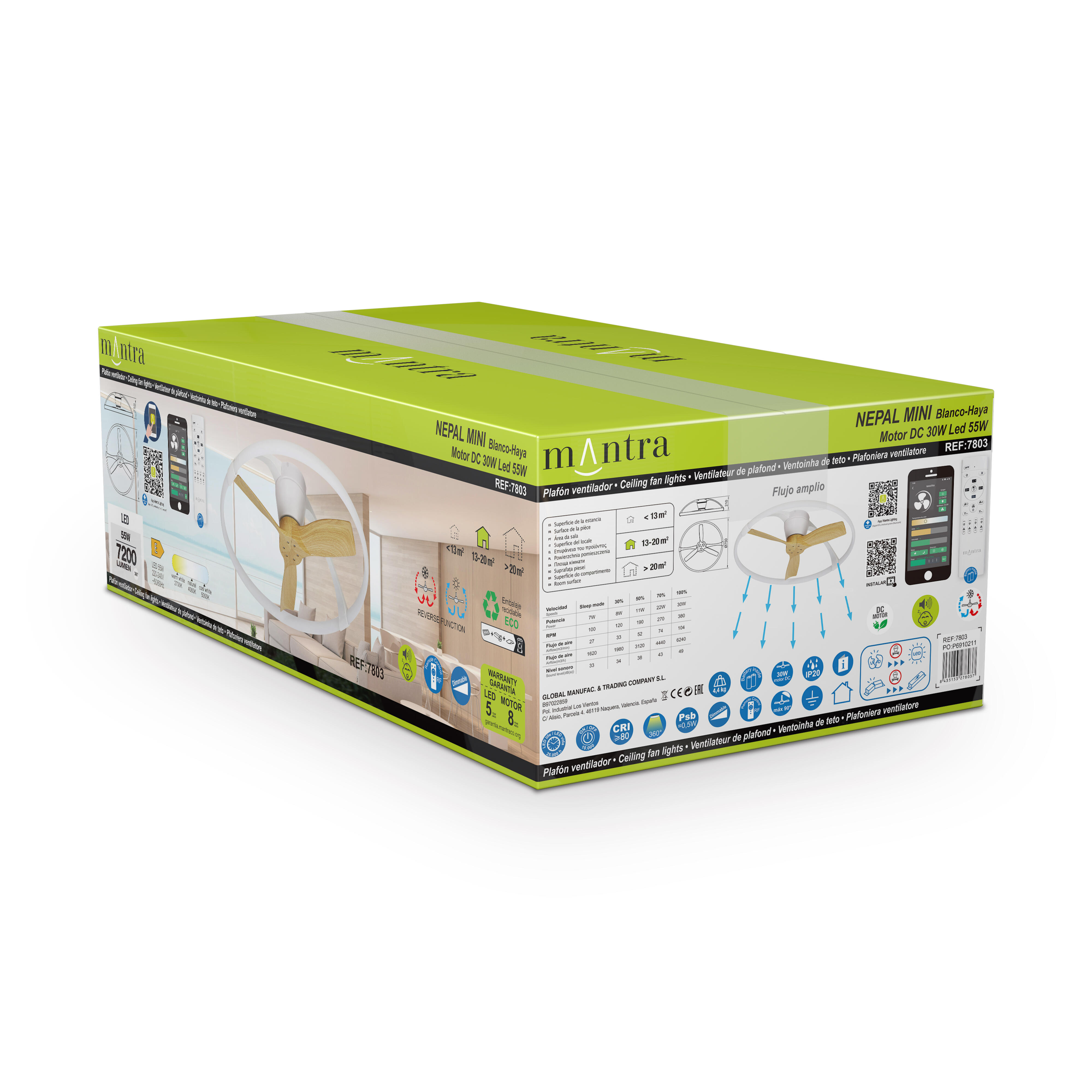 Ventoinha 3 lâminas NEPAL MINI PLAFON COM COMANDO BRANCO - 9