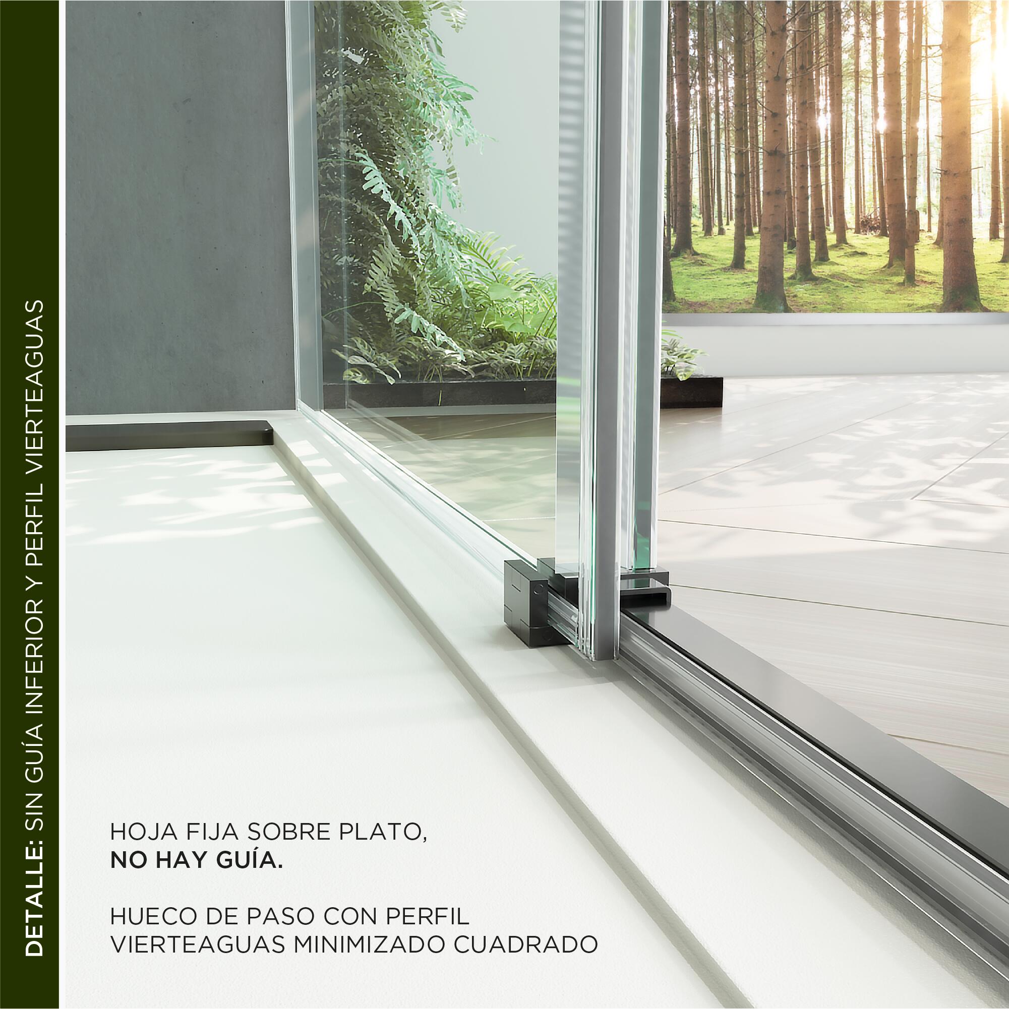 Mampara de ducha frontal 1 fijo + 1 puerta corredera transparente Vitria perfil aluminio negro (100-105)x199.2 cm cierre de sobreponer marca Glassinox - 13