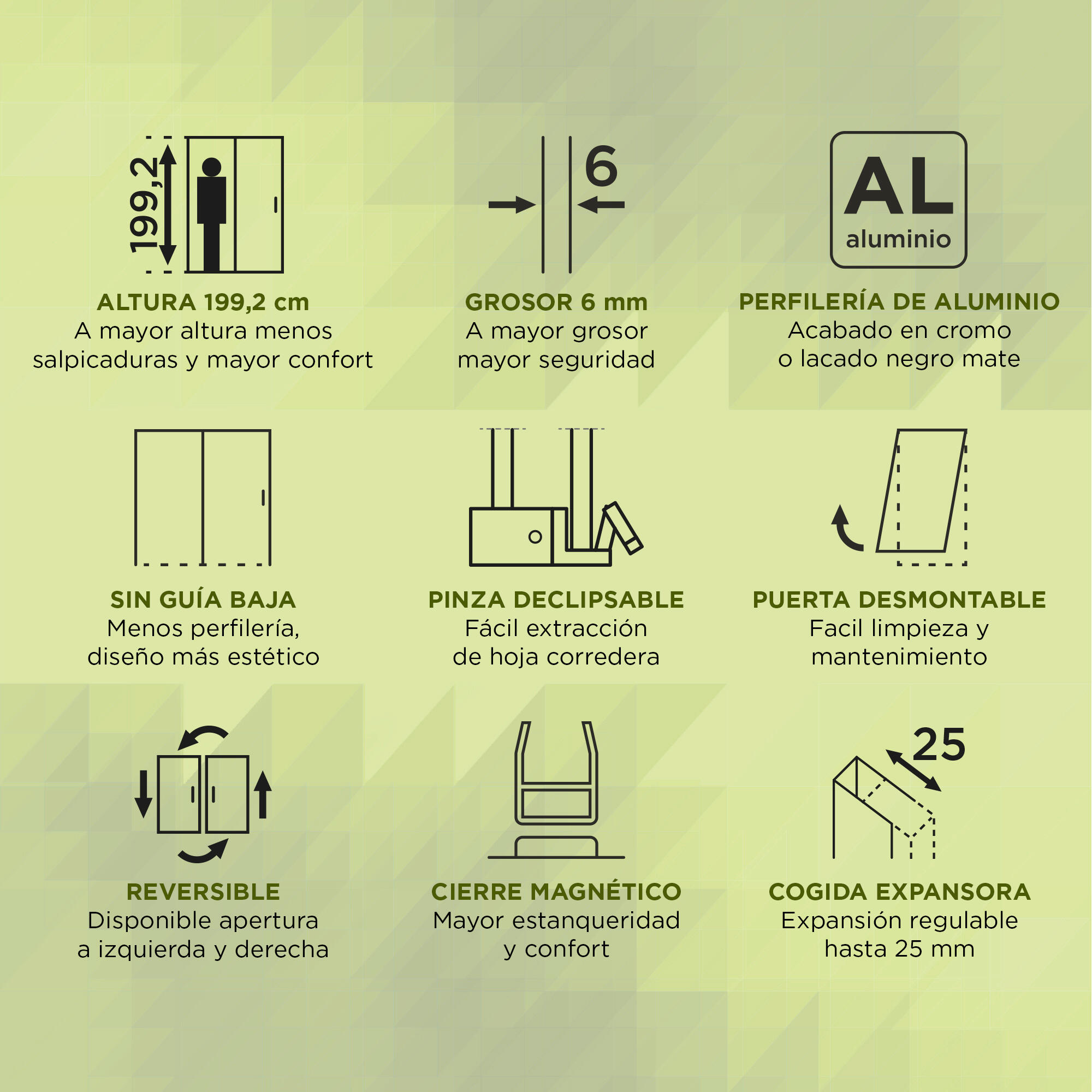 Mampara de ducha frontal 1 fijo + 1 puerta corredera transparente Vitria perfil aluminio cromo (95-100)x199.2 cm cierre de sobreponer marca Glassinox - 5