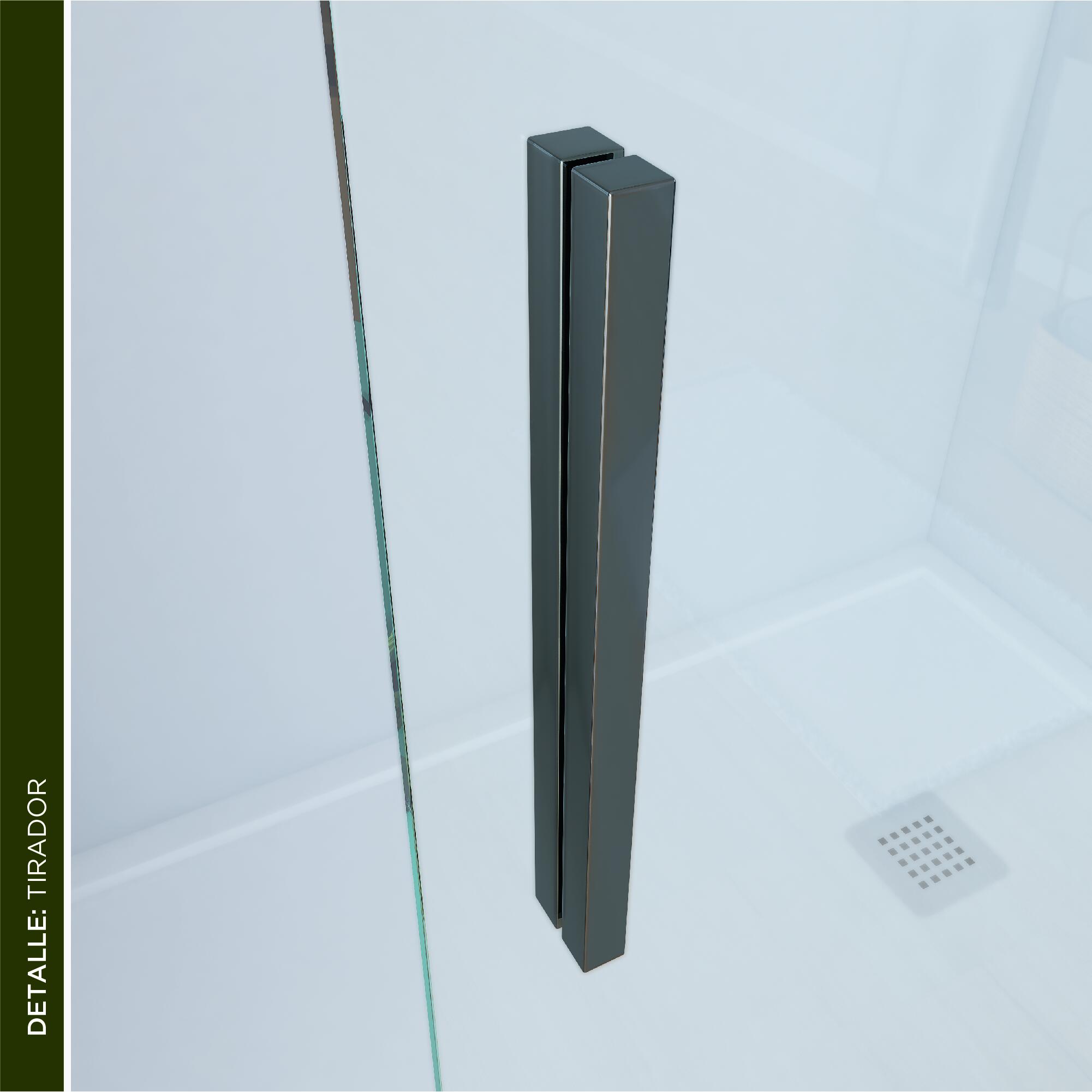 Mampara de ducha frontal 1 fijo + 1 puerta corredera transparente Vitria perfil aluminio negro (100-105)x199.2 cm cierre de sobreponer marca Glassinox - 2