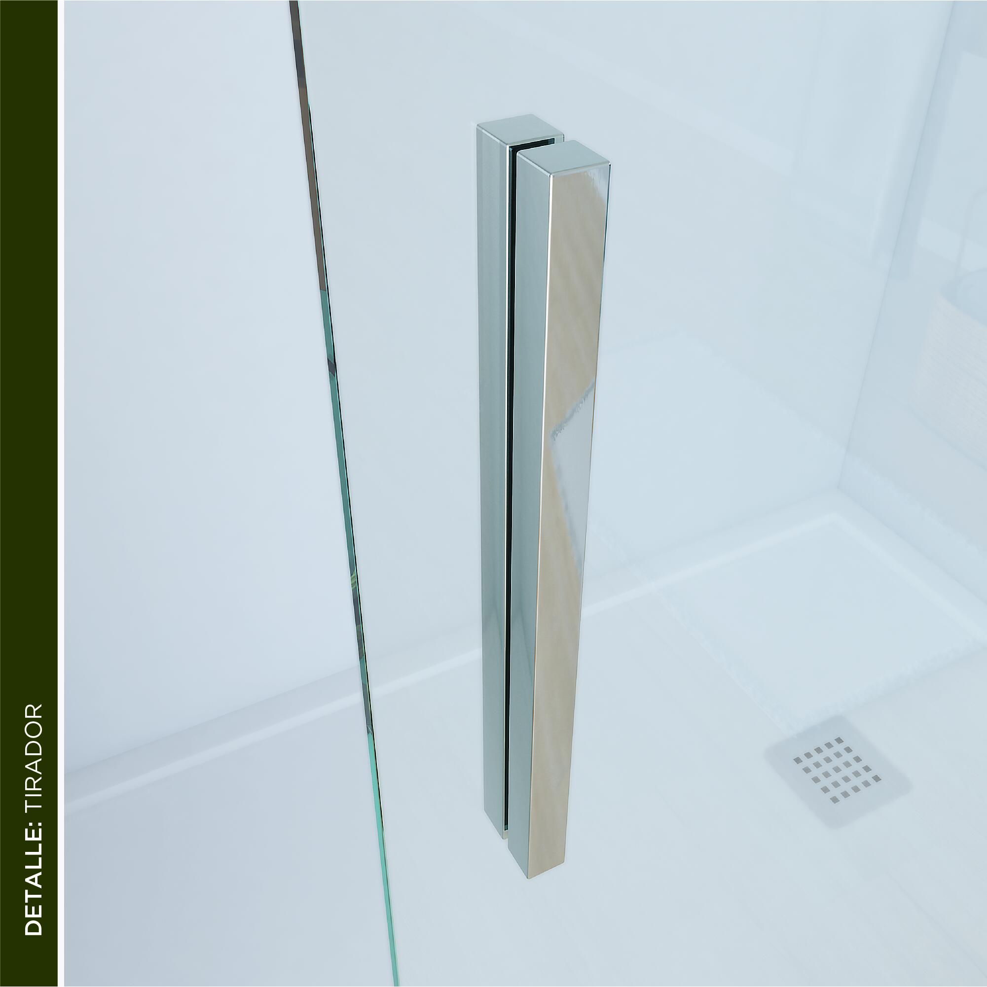 Mampara de ducha frontal 1 fijo + 1 puerta corredera serigrafiada Vitria perfil aluminio cromo (135-140)x199.2 cm cierre de sobreponer marca Glassinox - 4