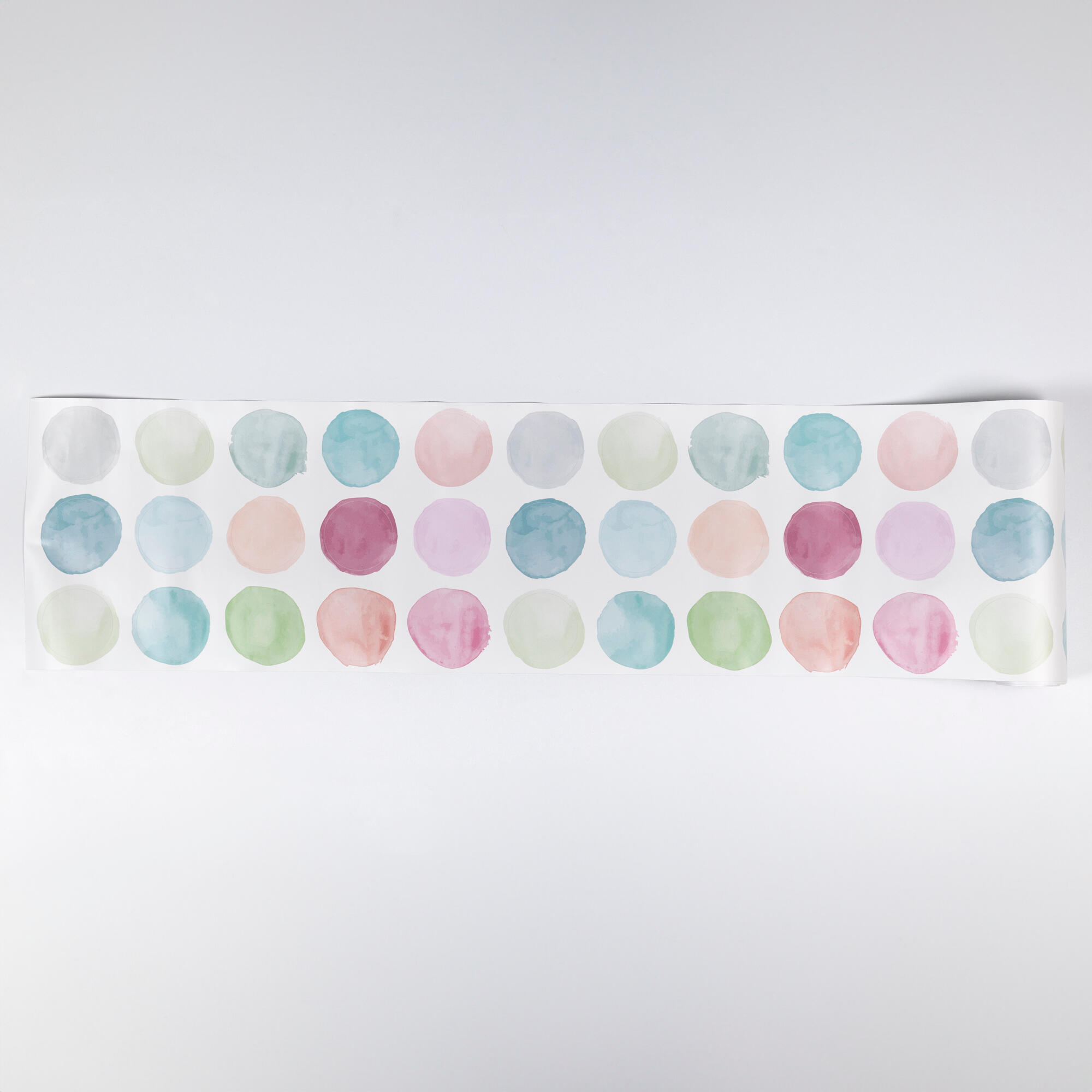 1 Sticker decorativo Autoadhesivo de PVC Bolitas Pastel Infantil azul, verde, rosa mate. De 200 x 32 cm y 0.16 mm de espesor - 2