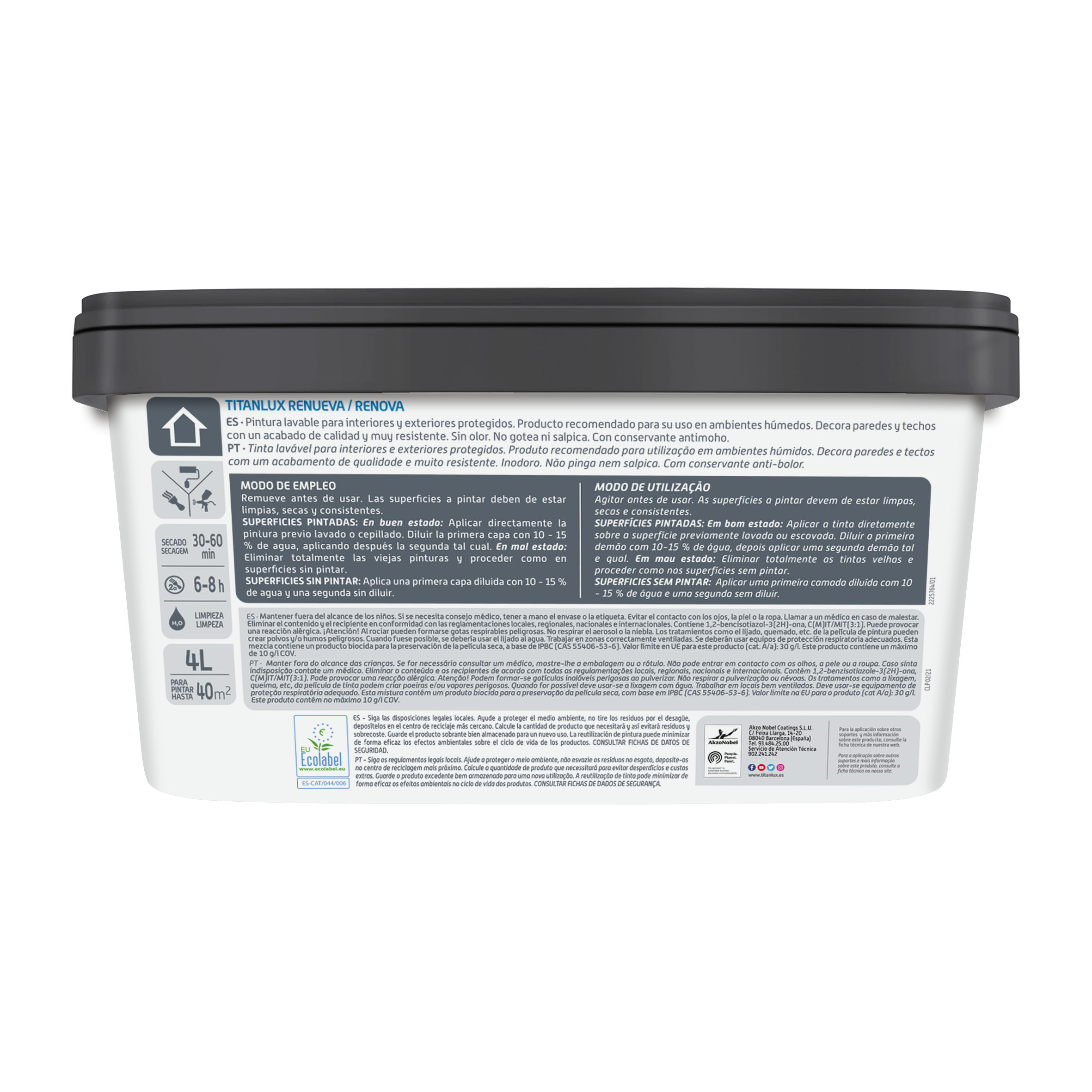 Pintura de interior Renueva TITANLUX color blanco roto mate 4L para paredes y techos - 8