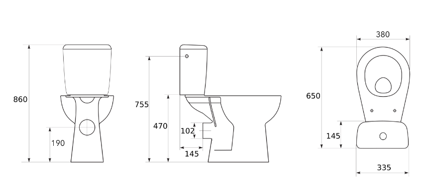 Pack WC à poser sortie horizontal sans bride Surélevé rimless GODART - 5