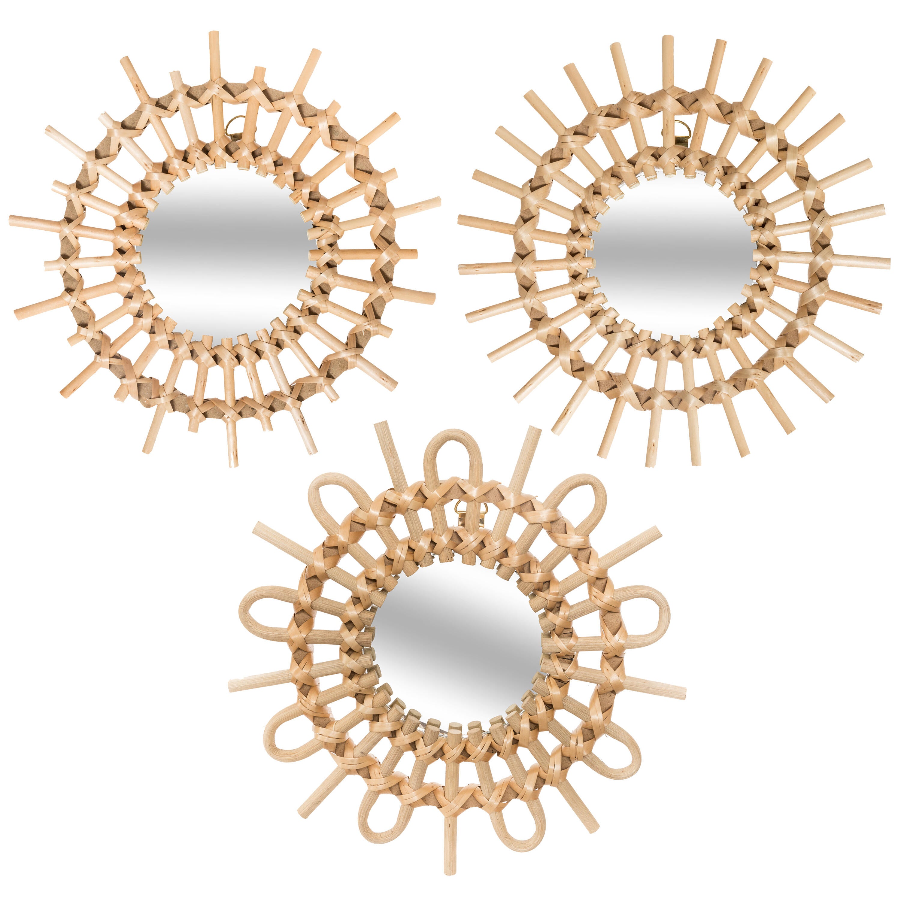 Lot de 3 miroirs, rond beige Aida diam.28 cm - 3