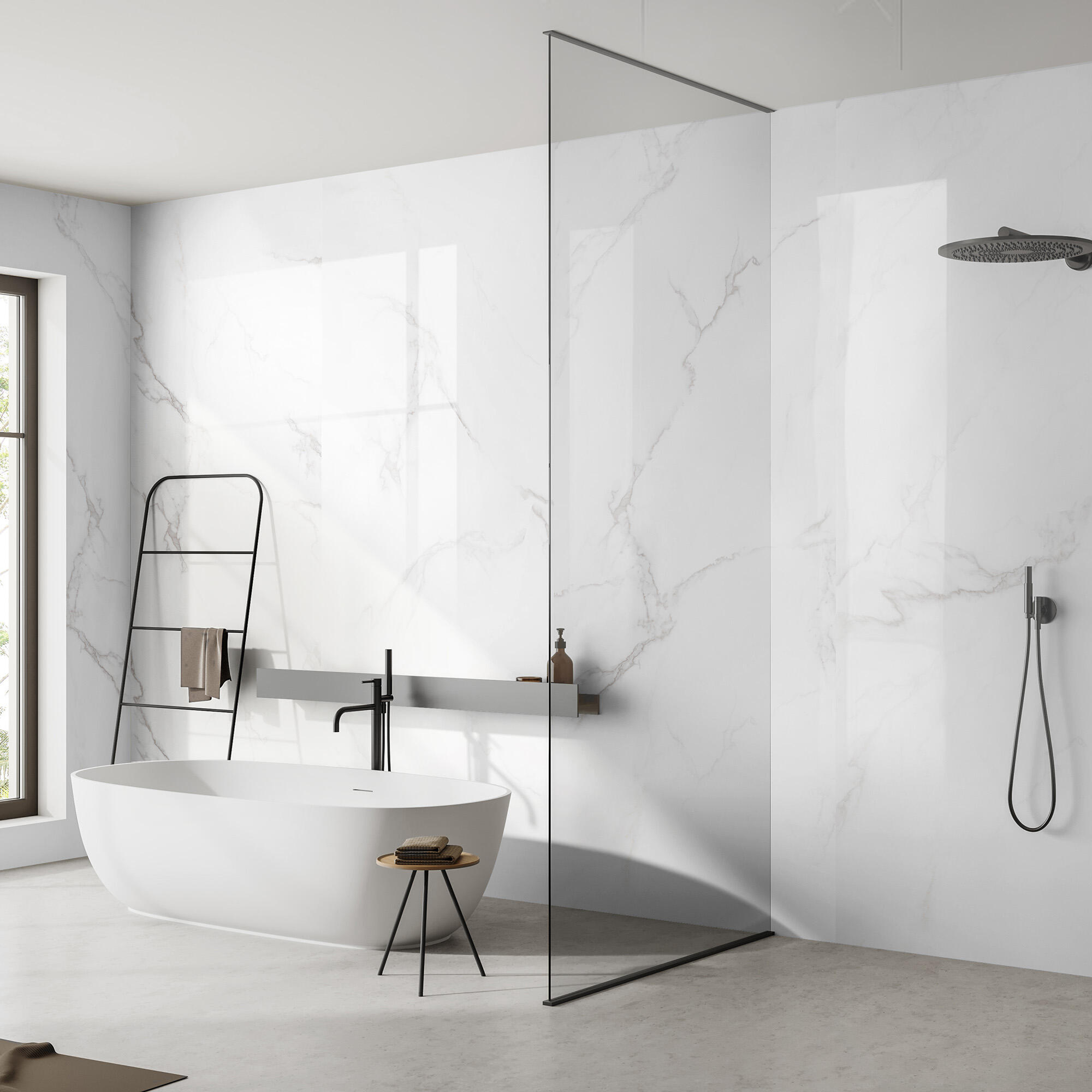 Revestimiento de pared decorativo efecto mármol de pvc gloss trapani xl color blanco de 260x90 cm