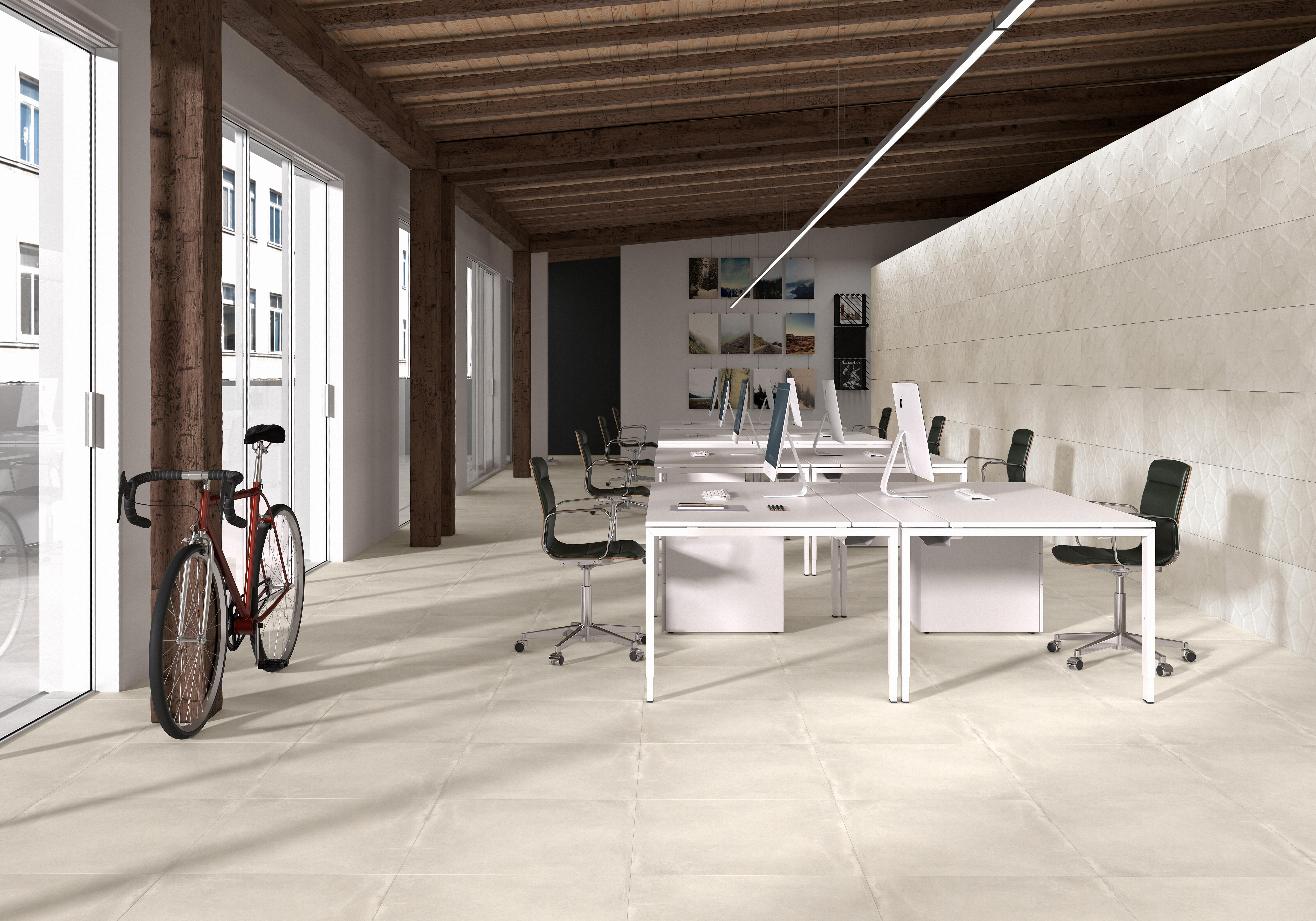 Azulejo cerámico powder efecto cemento blanco 40x120 cm artens