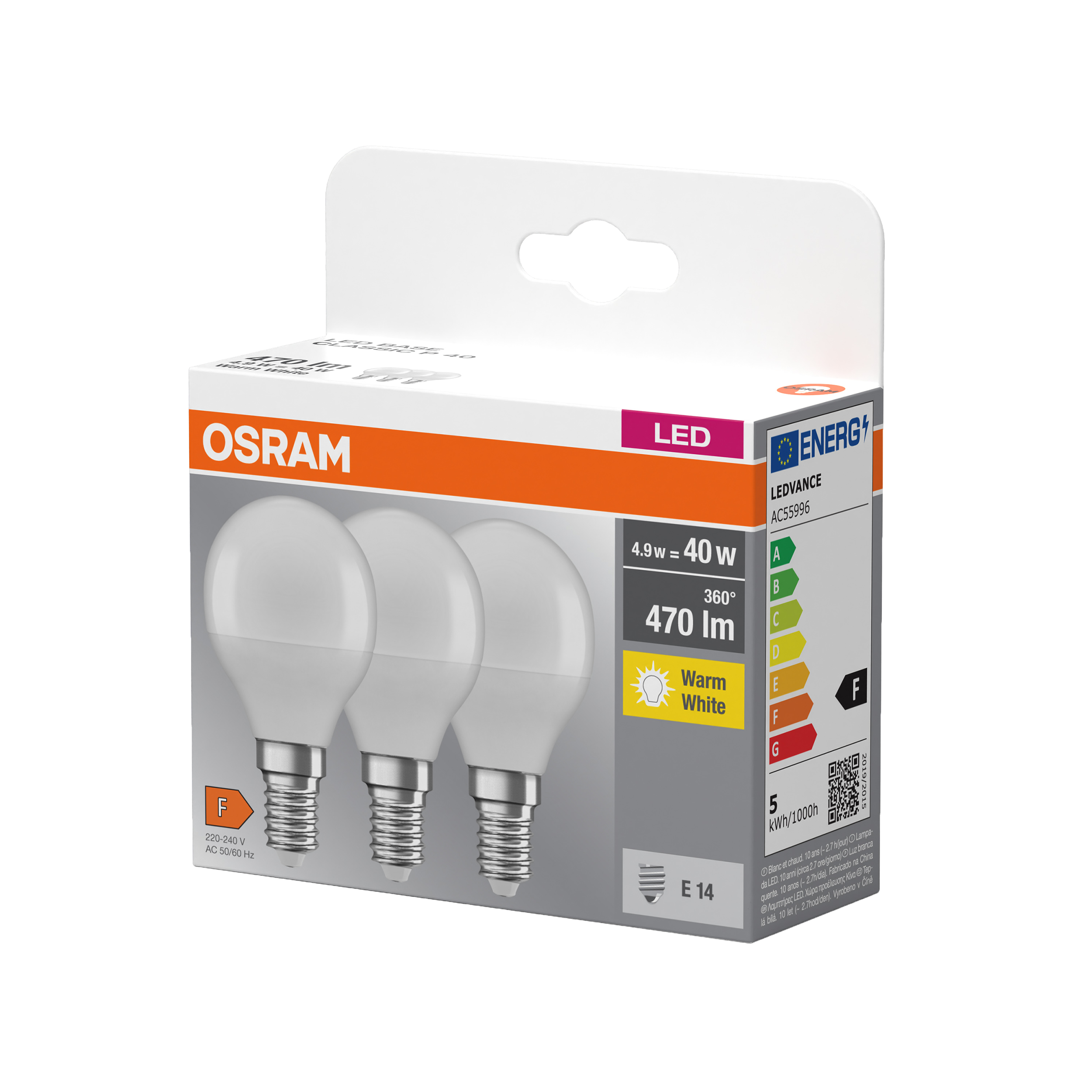 Żarówka LED 3 szt. E14 4,9W 470 lm Ciepła OSRAM - 3