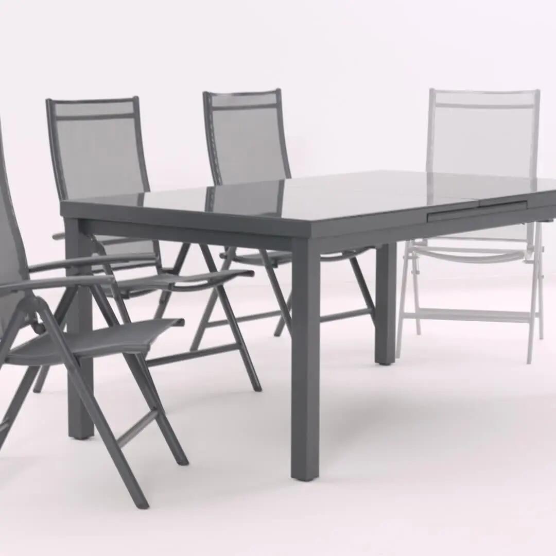 Sedia da giardino con braccioli Orion Alpha NATERIAL, struttura in alluminio nero e grigio, seduta in textilene grigio - 8