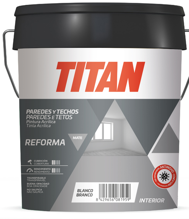 Tinta interior parede anti mofo Reforma Titam branco 15L