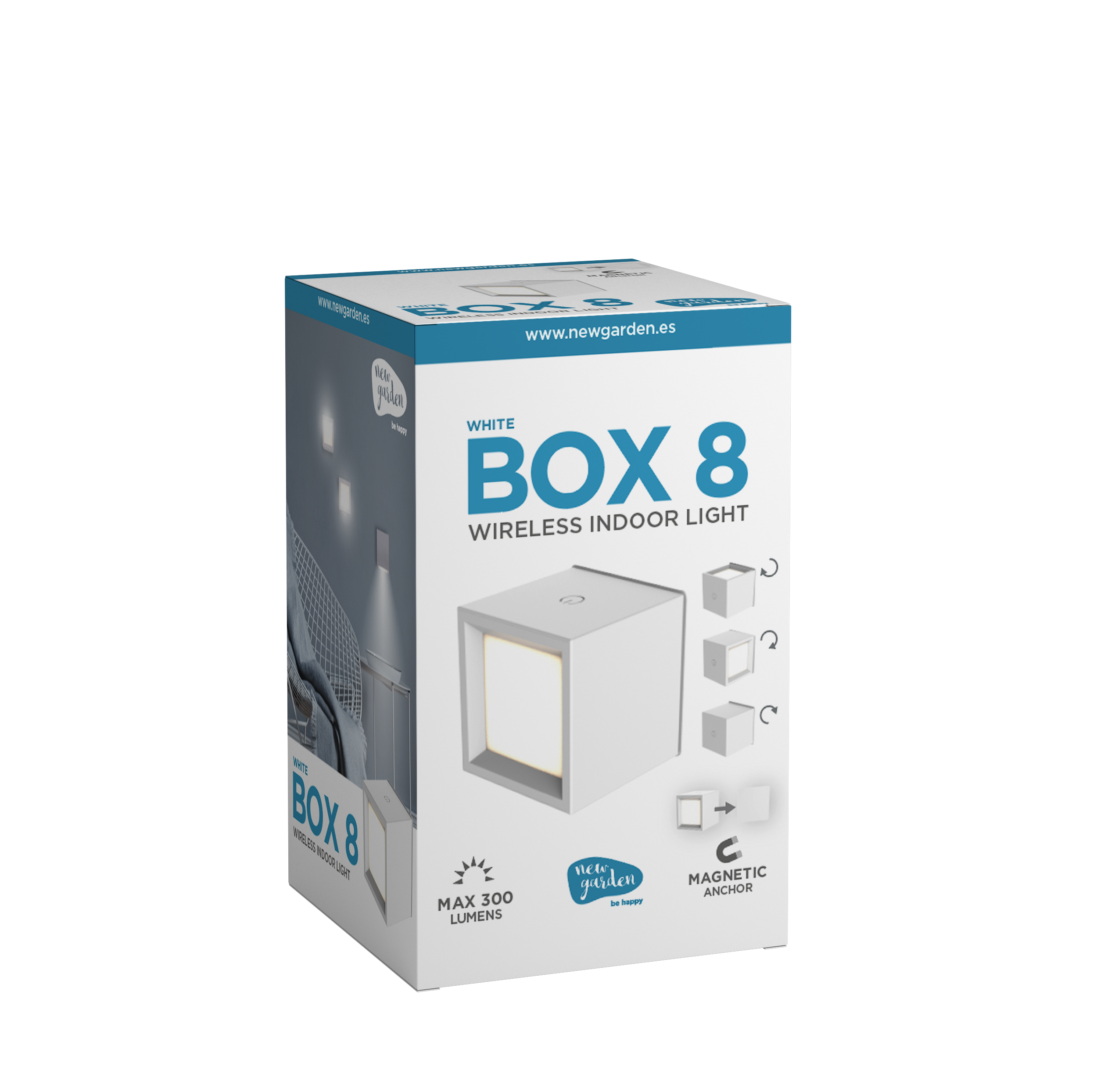 Aplique sin cables Box 8 rectangular blanco intensidad regulab 300lm recargable - 6