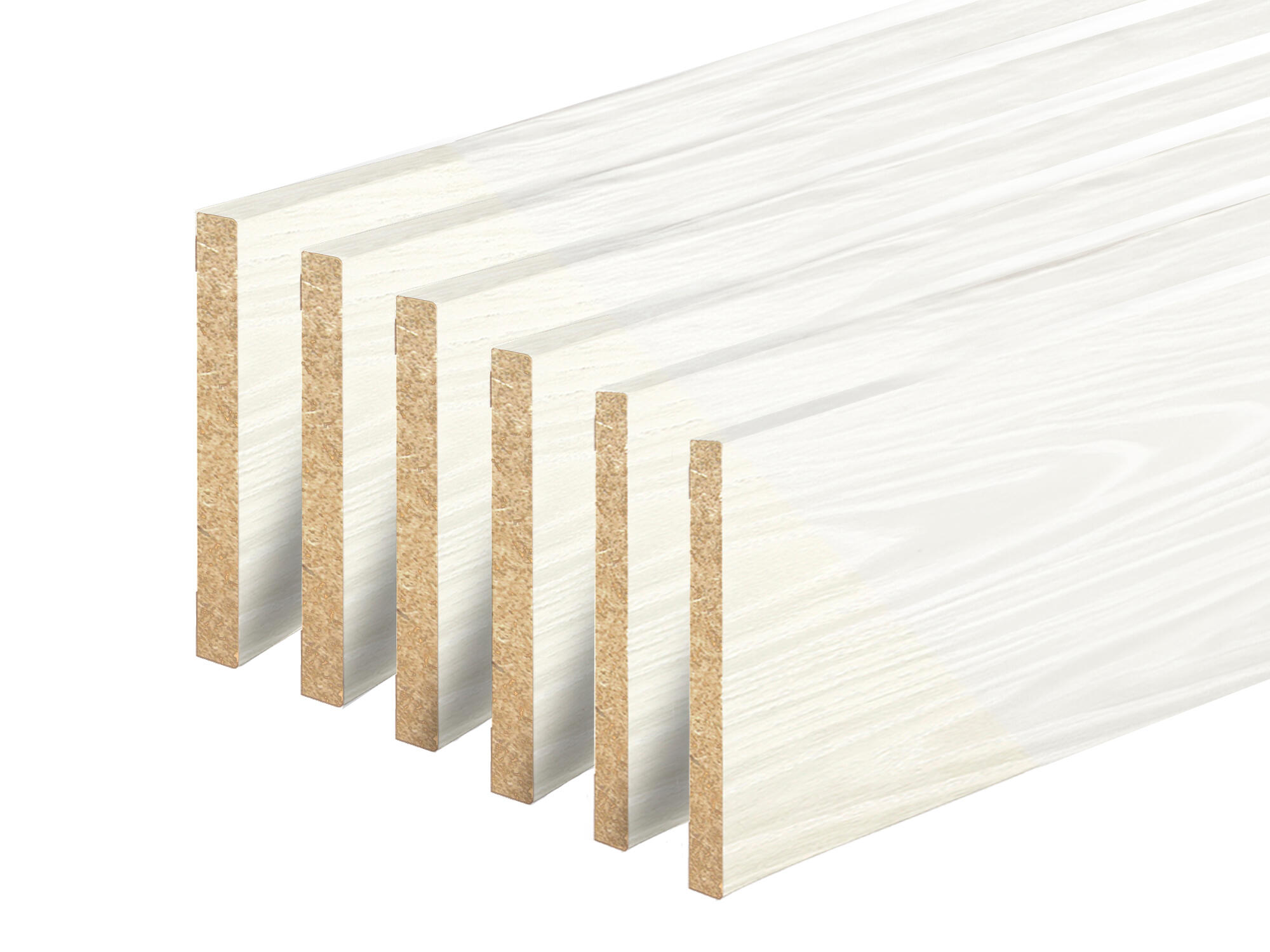 Kit de 6 tapetas lisas mdf melamina blanco lagos 80x12/10x2200 mm