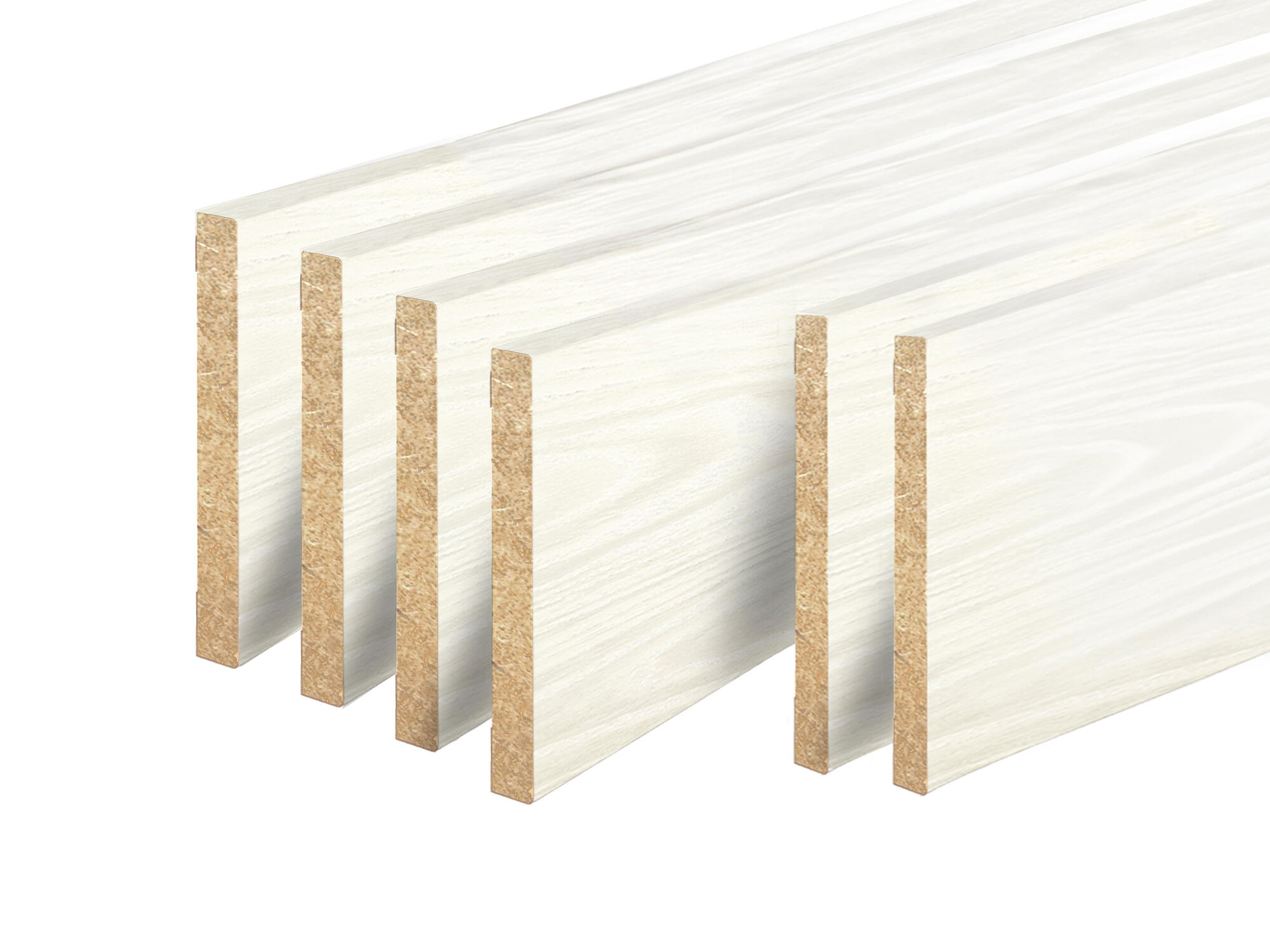 Kit de 5 tapetas lisas mdf melamina blanco 80x12/10x2200 mm