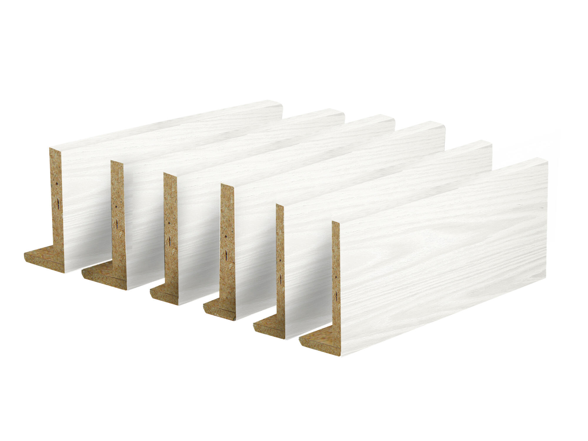 Kit de 6 tapetas extensibles en l mdf melamina blanco 80x12/10x2200 mm