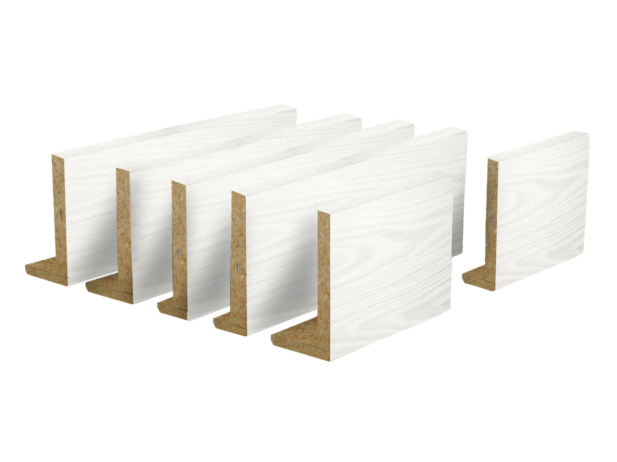 Kit de 5 tapetas extensibles en l mdf melamina blanco 80x12/10x2200 mm