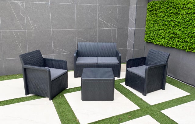 Set de jardín Nassau Microlight de polipropileno reciclado antracita 4 personas