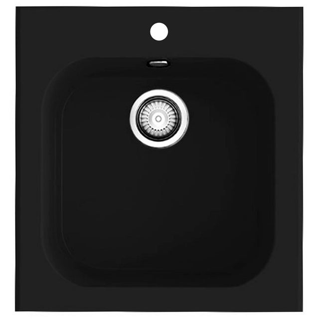 Fregadero cocina Poalgi Basic sobre encimera 1 seno 49x46.5 cm resina negro mueble a partir de 45 cm