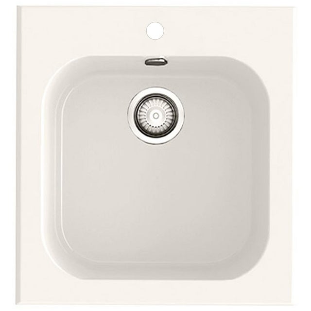Fregadero cocina Poalgi Basic sobre encimera 1 seno 45.5x49 cm resina blanco mueble a partir de 45 cm