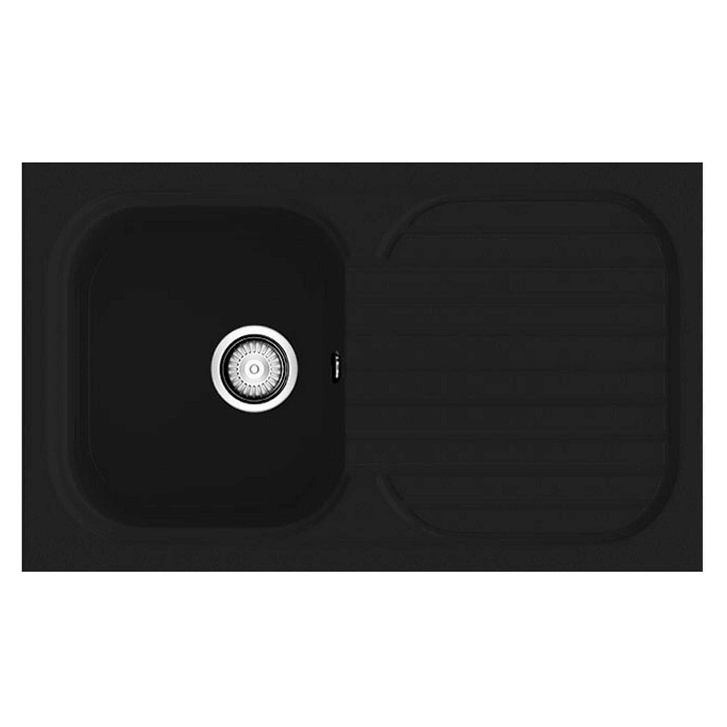 Fregadero seno con escurridor de resina negro poalgi jerez 82.3 x 49.5 cm