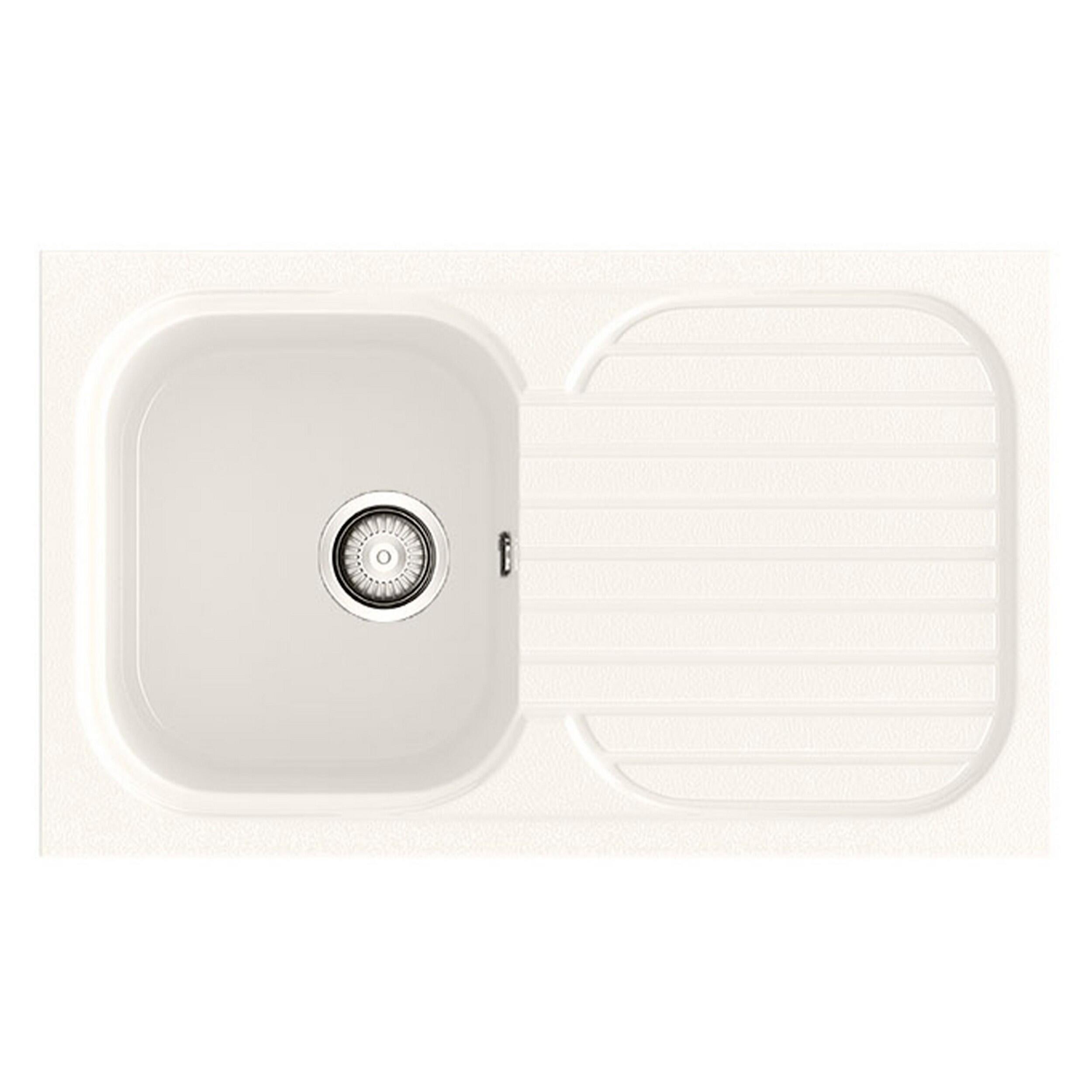 Fregadero seno con escurridor de resina blanco poalgi jerez 82.3 x 49.5 cm