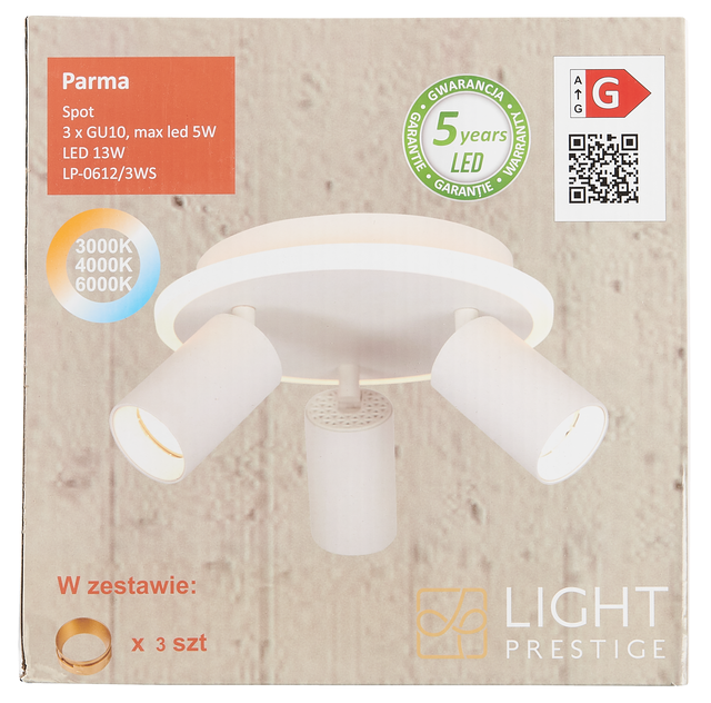 Plafon Parma biały 3 x GU10 Light Prestige